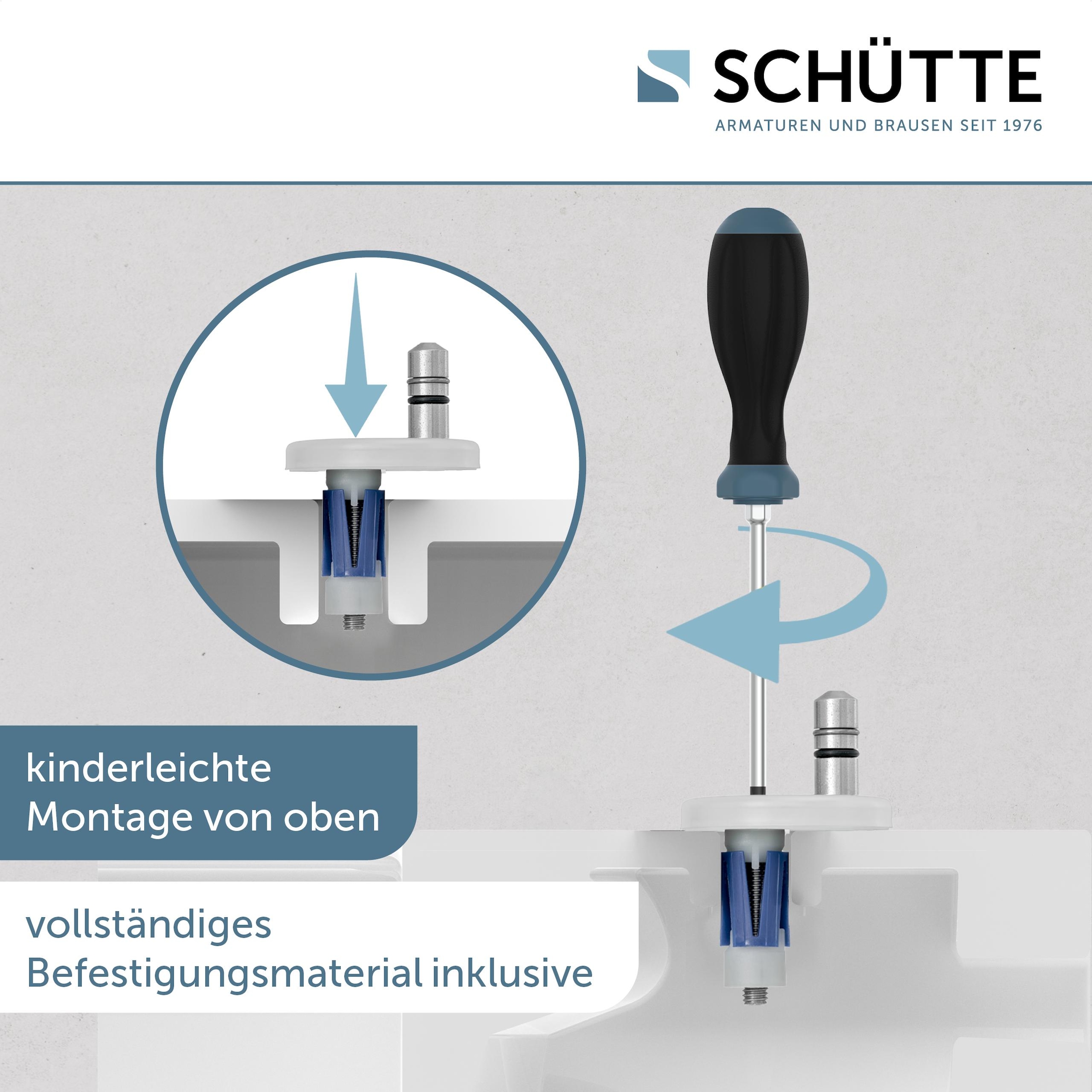 Schütte WC-Sitz »Duroplast, WHITE PRO 1«, (WC-Sitz, Befestigungsmaterial, Montageanleitung), mit Absenkautomatik und Schnellverschluss