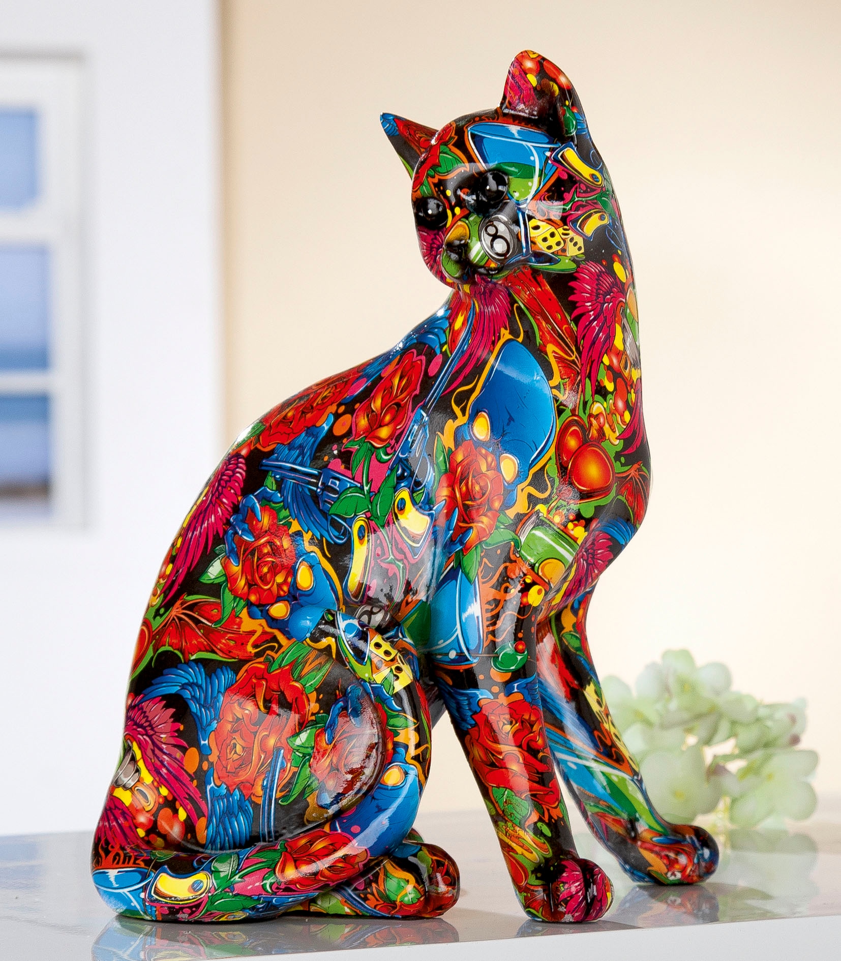 GILDE Dekofigur »Figur Pop Art Katze«, Dekoobjekt, Tierfigur, Höhe 29 cm, W günstig online kaufen