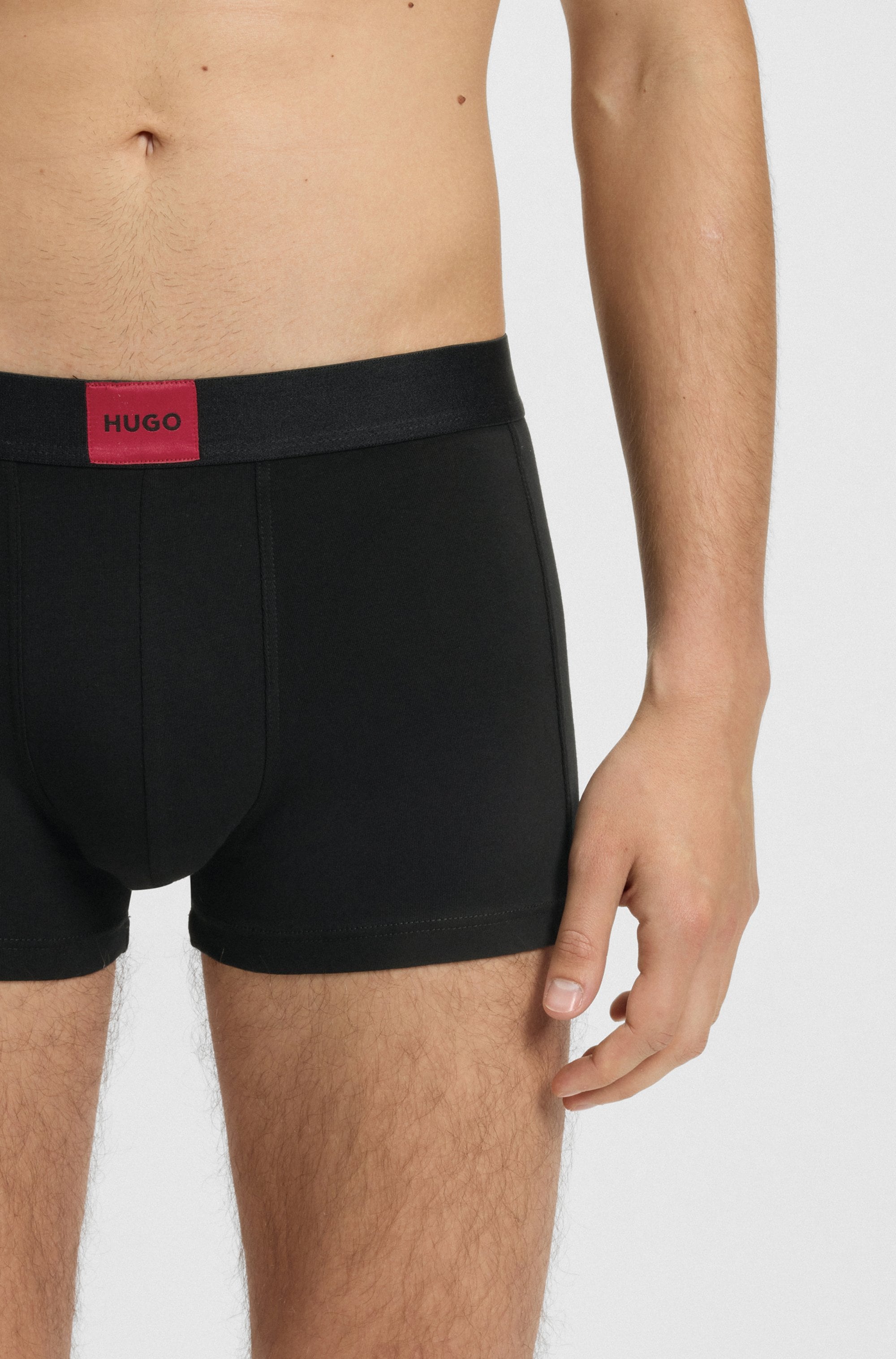 HUGO Underwear Trunk, (Set, 3 St.), mit kontrastfarbenen Logobadge