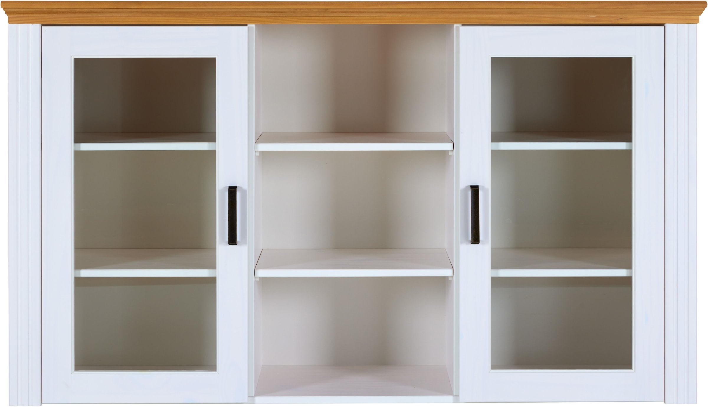 Inter Link Vitrinenaufsatz »Maluno« 1 Stk. tlg. Kiefer Massiv, Soft-Close, Stauraum, BxTxH: ca. 166,4 x 41,3 x 95 cm