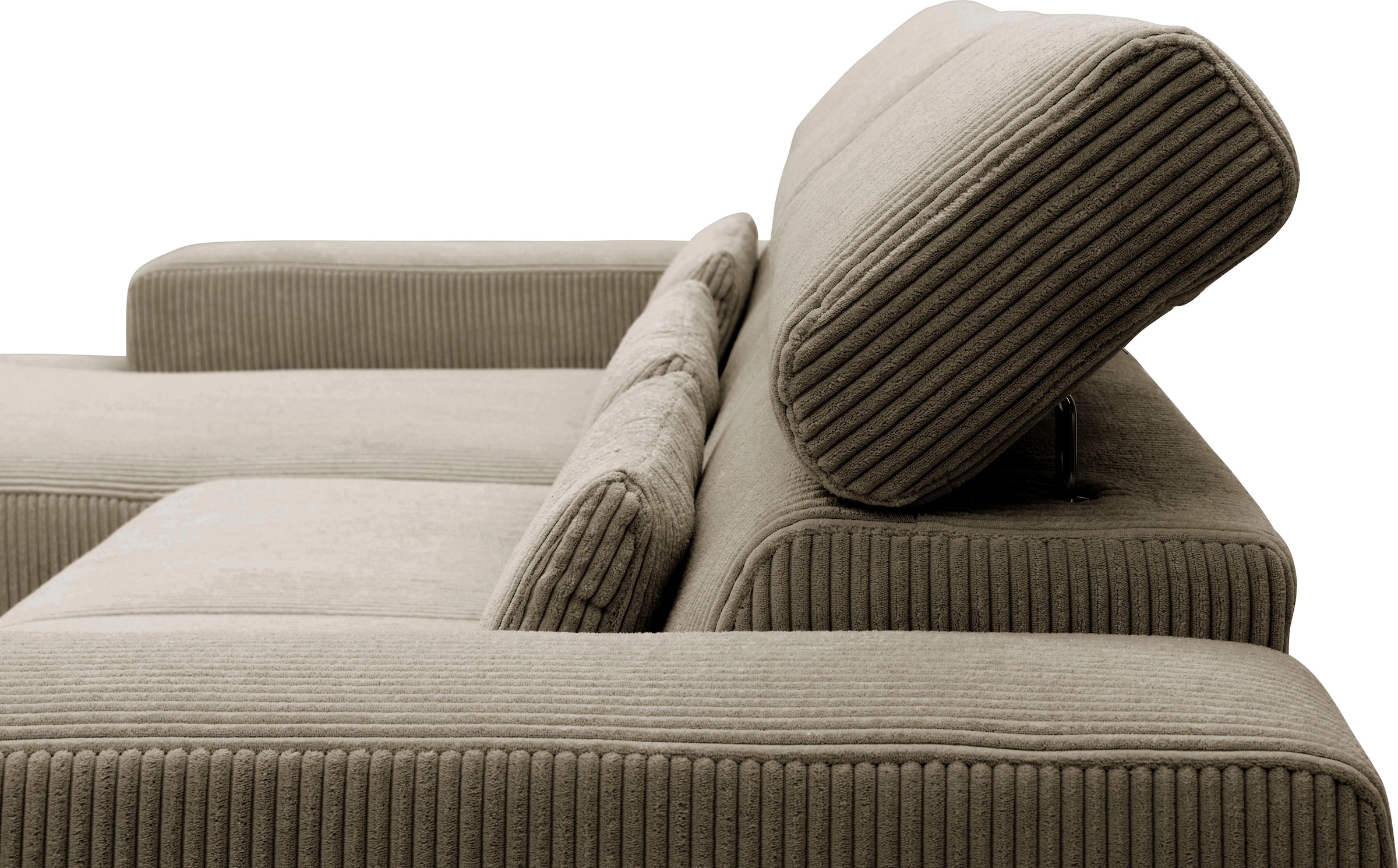 DOMO collection Ecksofa »Brandon B/T: 289/177 cm, belastbar bis 140kg/ Sitz, L-Form«, ohne Sitztiefenverstellung, Cord, schlamm