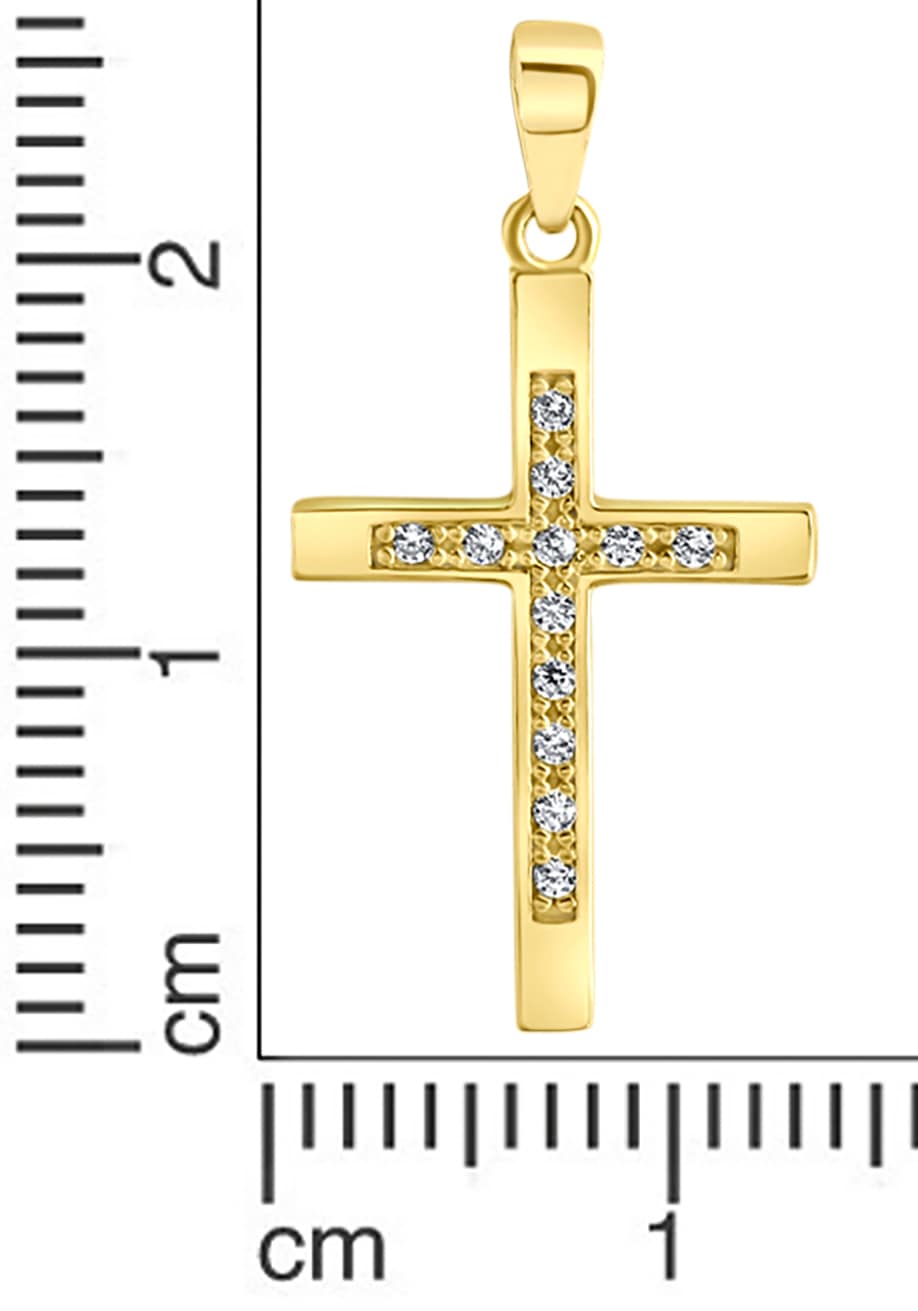Firetti Kreuzanhänger »Schmuck Geschenk Gold 375 Halsschmuck Anhänger Halskette Kreuz«, mit Zirkonia (synth.)