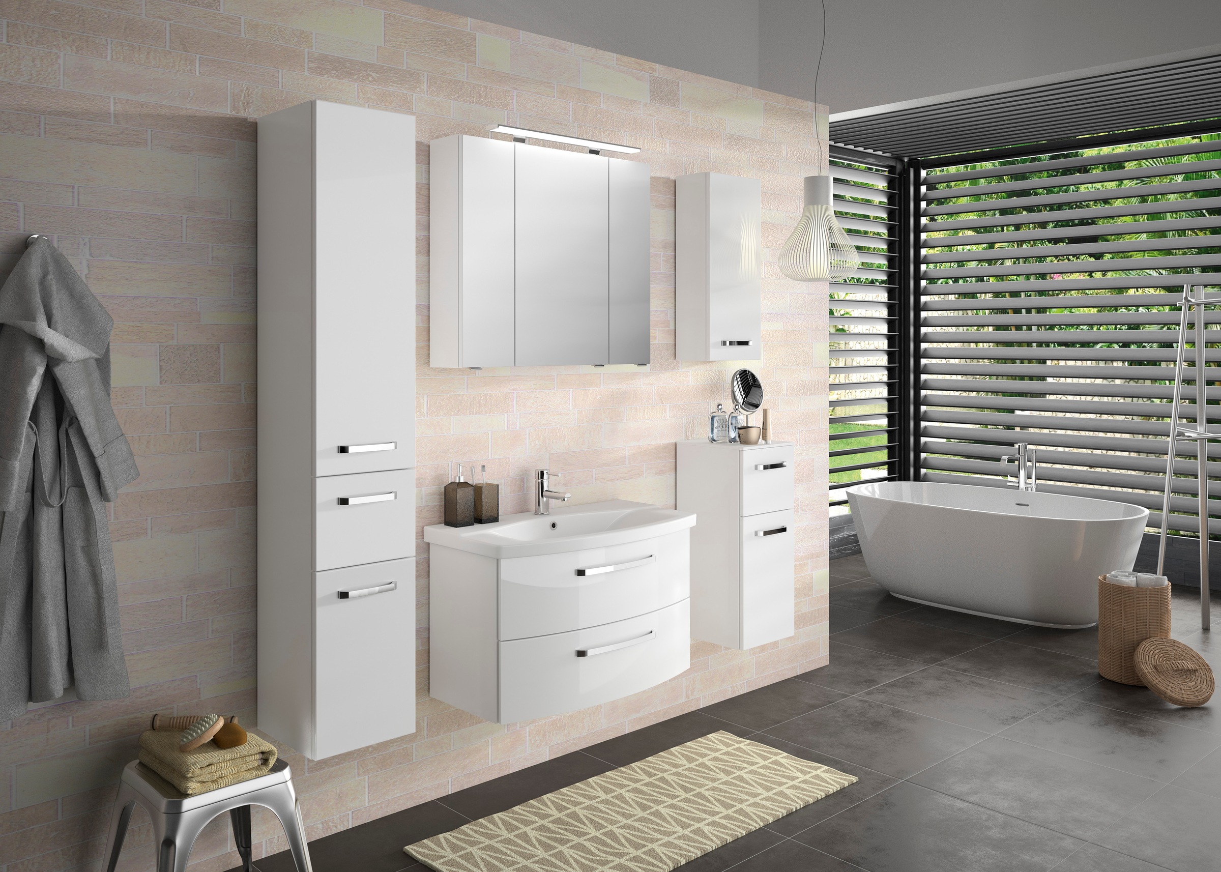 Saphir Badmöbel-Set »Serie 4010 4-teilig Keramik-Waschtisch mit LED-Spiegel günstig online kaufen