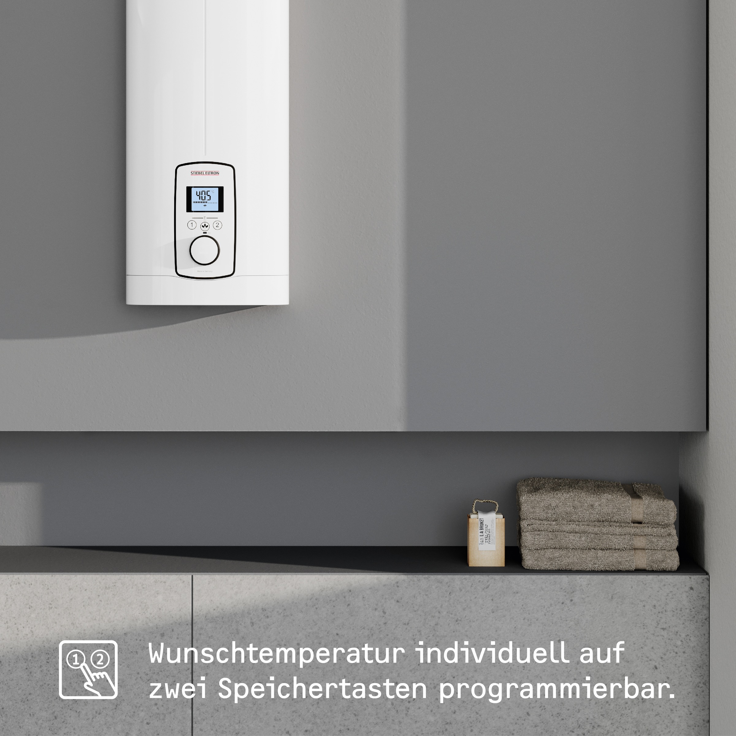 STIEBEL ELTRON Komfort-Durchlauferhitzer »DEL 27 kW Plus, gradgenaue Temperaturwahl«, 3i Technologie für konstante Warmwassertemperatur, Multifunkt.-Display