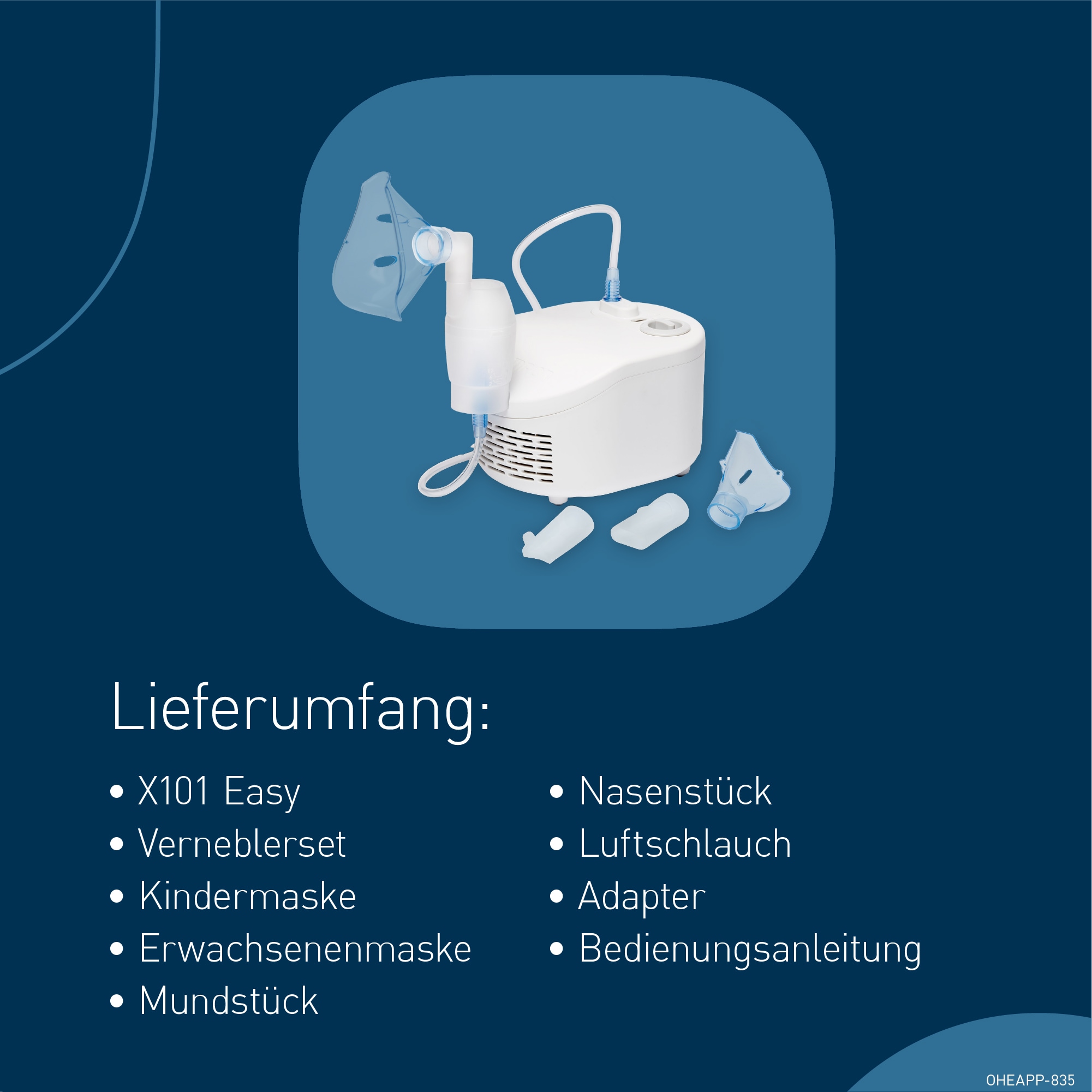 Omron Inhalationsgerät »X101 Easy zur effektiven Behandlung von Atemwegserkrankungen« für Erwachsene & Kinder, zur Behandlung der unteren & oberen Atemwege