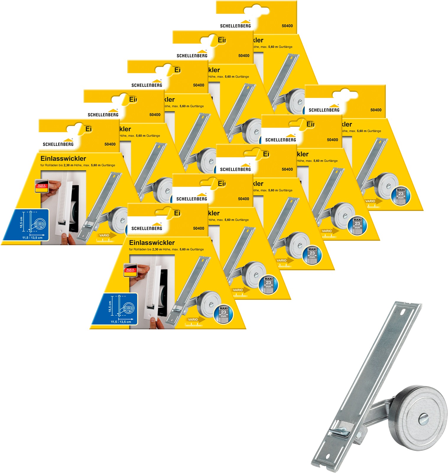 SCHELLENBERG Einlass-Gurtwickler »für das Rollladensystem Maxi, Lochabstand 18,5 cm, Unterputz-Montage«, für Rollladengurte mit 23 mm Breite