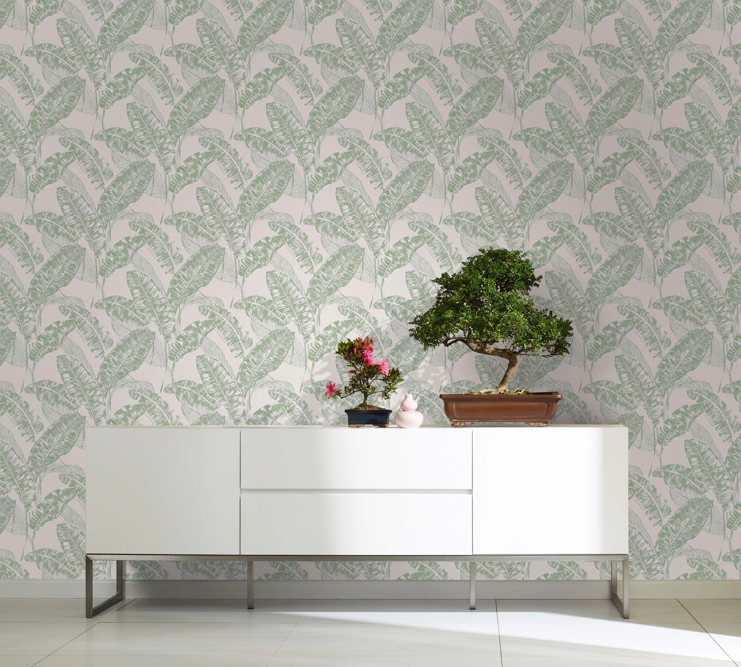 Glööckler Vliestapete, 3D-Optik-botanisch-tropisch, Dschungeloptik, moderne Tapete für Wohnzimmer Schlafzimmer Küche