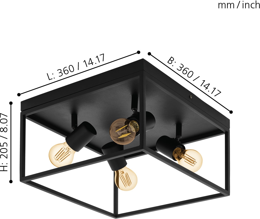 EGLO Deckenleuchte »SILENTINA«, 4 flammig, Leuchtmittel E27 | ohne Leuchtmittel, Deckenlampe