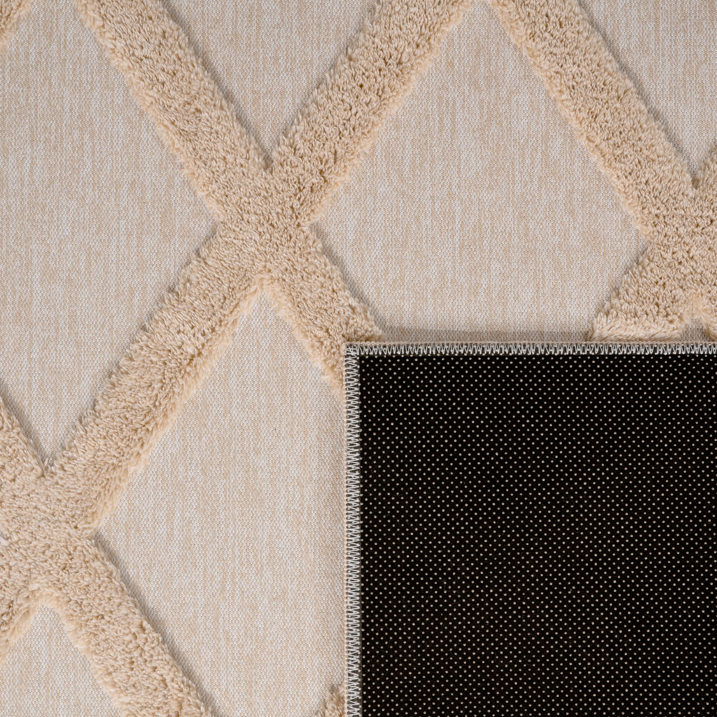 Paco Home Teppich »Utrecht 642«, rechteckig, 4 mm Höhe, Kurzflor, Uni Farben, 3D-Design, Rauten Muster, Hoch-Tief Effekt
