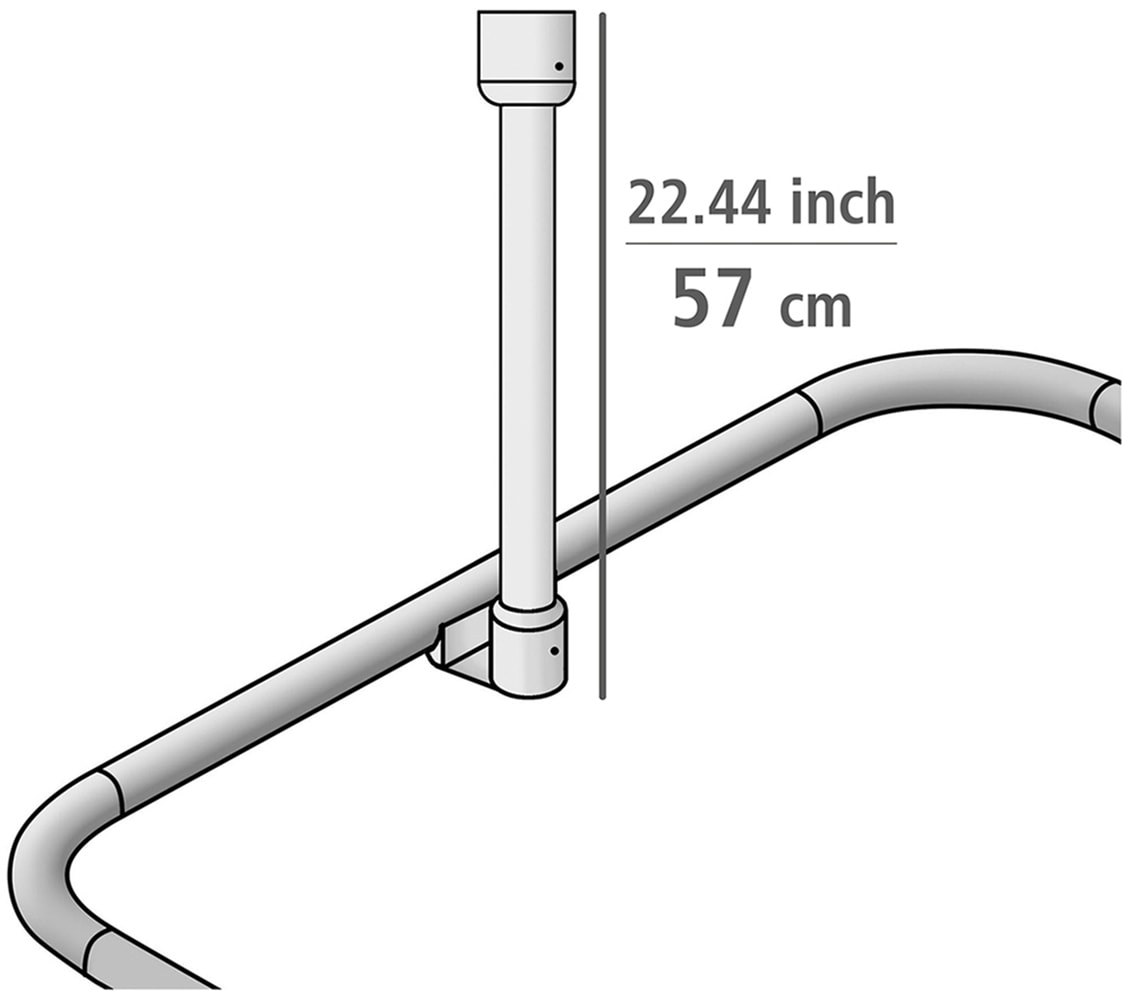 WENKO Duschstangen-Deckenhalter »Modell Era«, Deckenstütze aus Aluminium für Winkelschiene Era, 57 cm