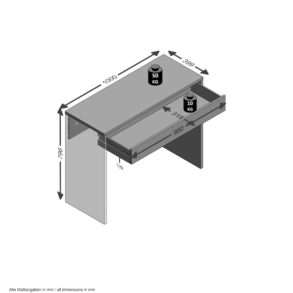 FMD Laptoptisch »Checker«, auch als Konsolentisch geeignet