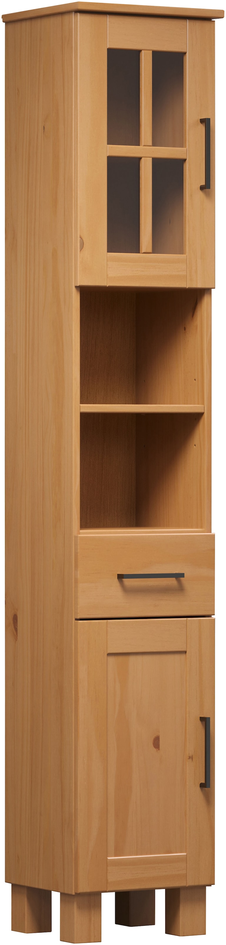 welltime Hochschrank »Ulea« 1 Stk. tlg. Badschrank aus Massivholz mit Schubkasten - Maße (B/T/H) 33/30/180 cm