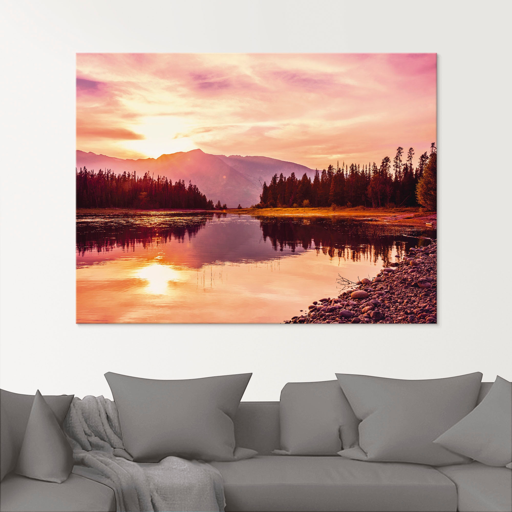 Artland Glasbild "Grand Teton Gebirge bei Sonnenuntergang", Sonnenaufgang & günstig online kaufen