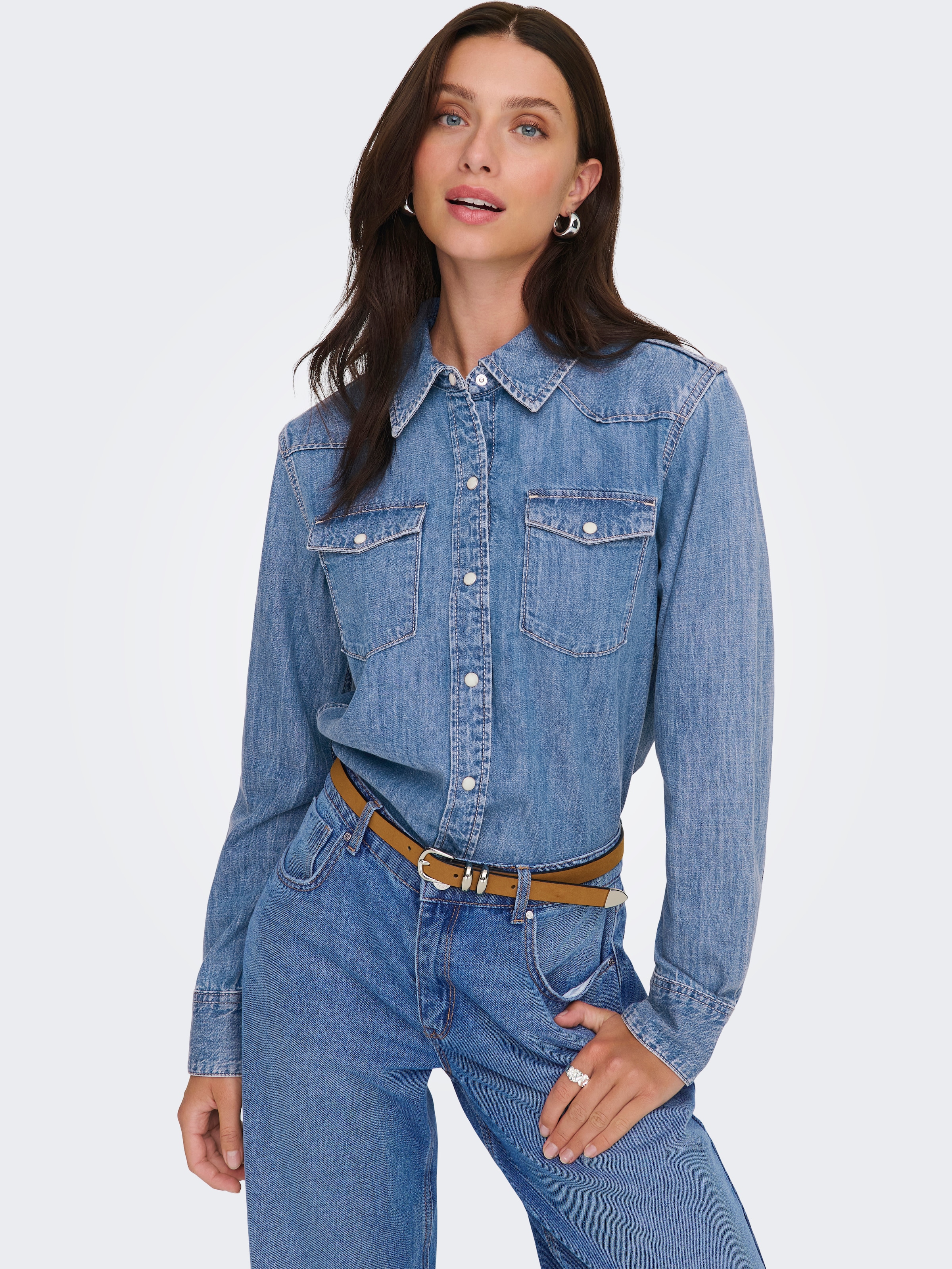 ONLY Jeansbluse »ONLCHARLIZE LS DNM SHIRT AKM NOOS« mit Brusttaschen