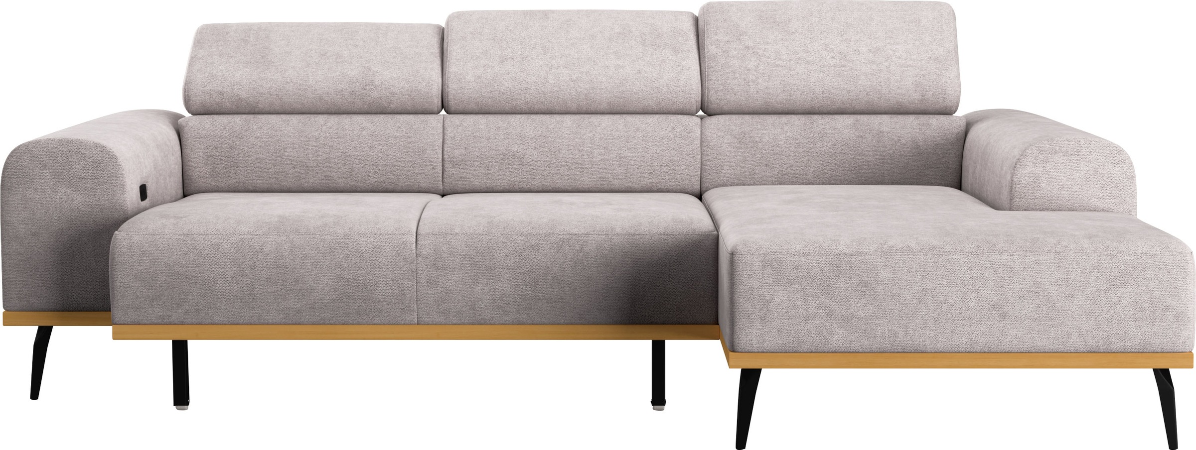 Places of Style Ecksofa »Carlo L-Form«, mit Kopfteilverstellung & Holz-Rahmenoptik, wahlweise Relaxfunktion