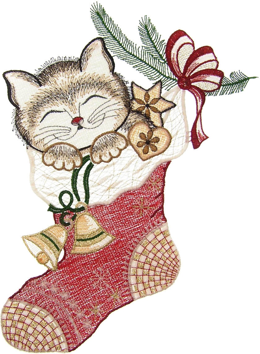 W. Reuter & Sohn - Plauener Spitze Fensterbild "Katze im Strumpf" Made in G günstig online kaufen