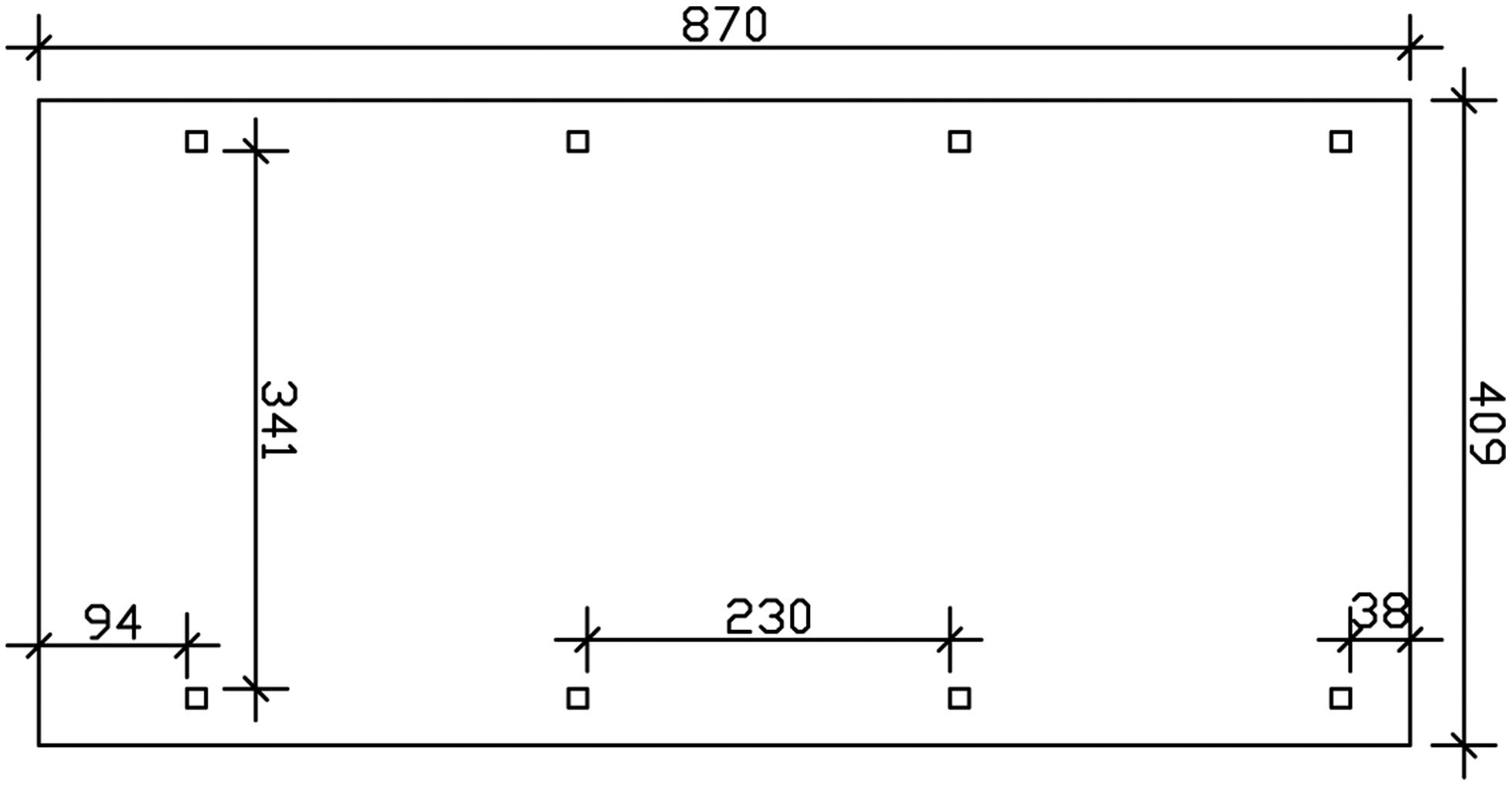 Skanholz Einzelcarport »Wendland« Massivholz 341 cm Natur mit EPDM-Dach, rote Blende