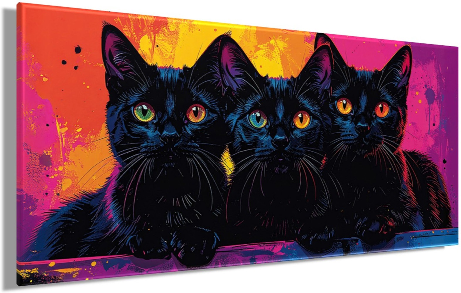 Bönninghoff Bild »BUNTE KATZE 33x70 cm – Leinwandbild Keilrahmen Deko modern«