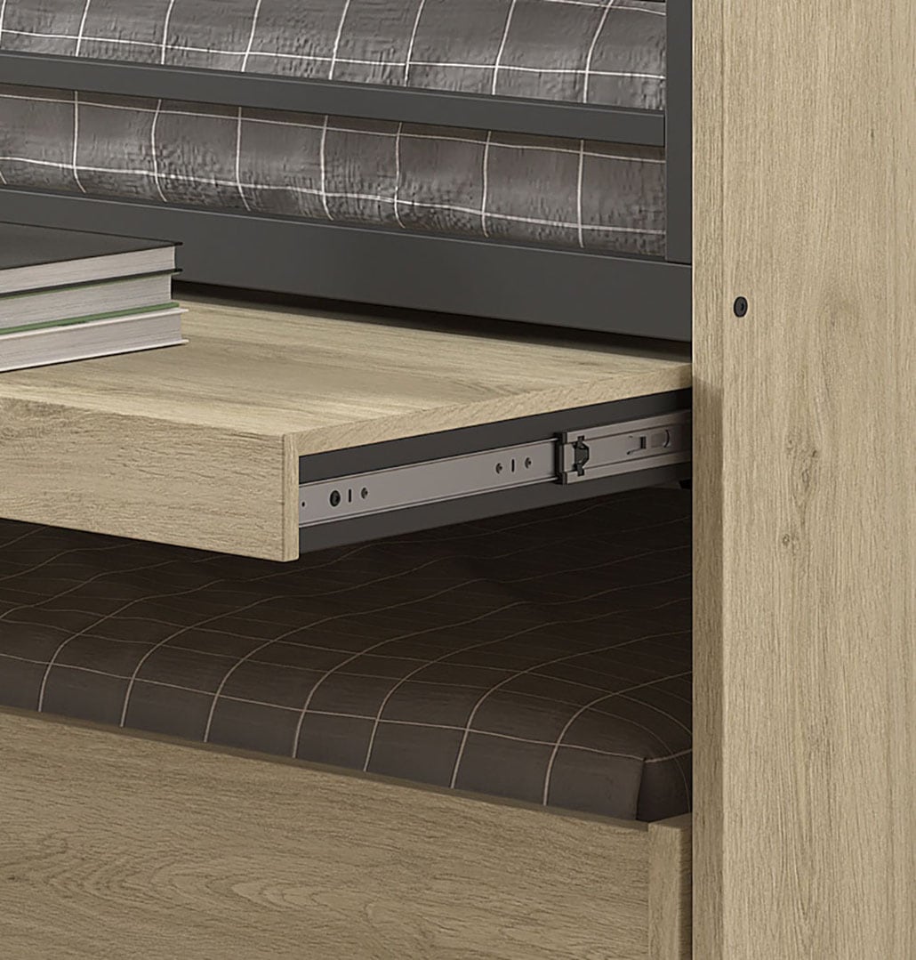 Home affaire Etagenbett, (Made in Europe), für kleine Räume, 2 Liegefl., Bettschublade, inkl. Schreibtisch, Dekor