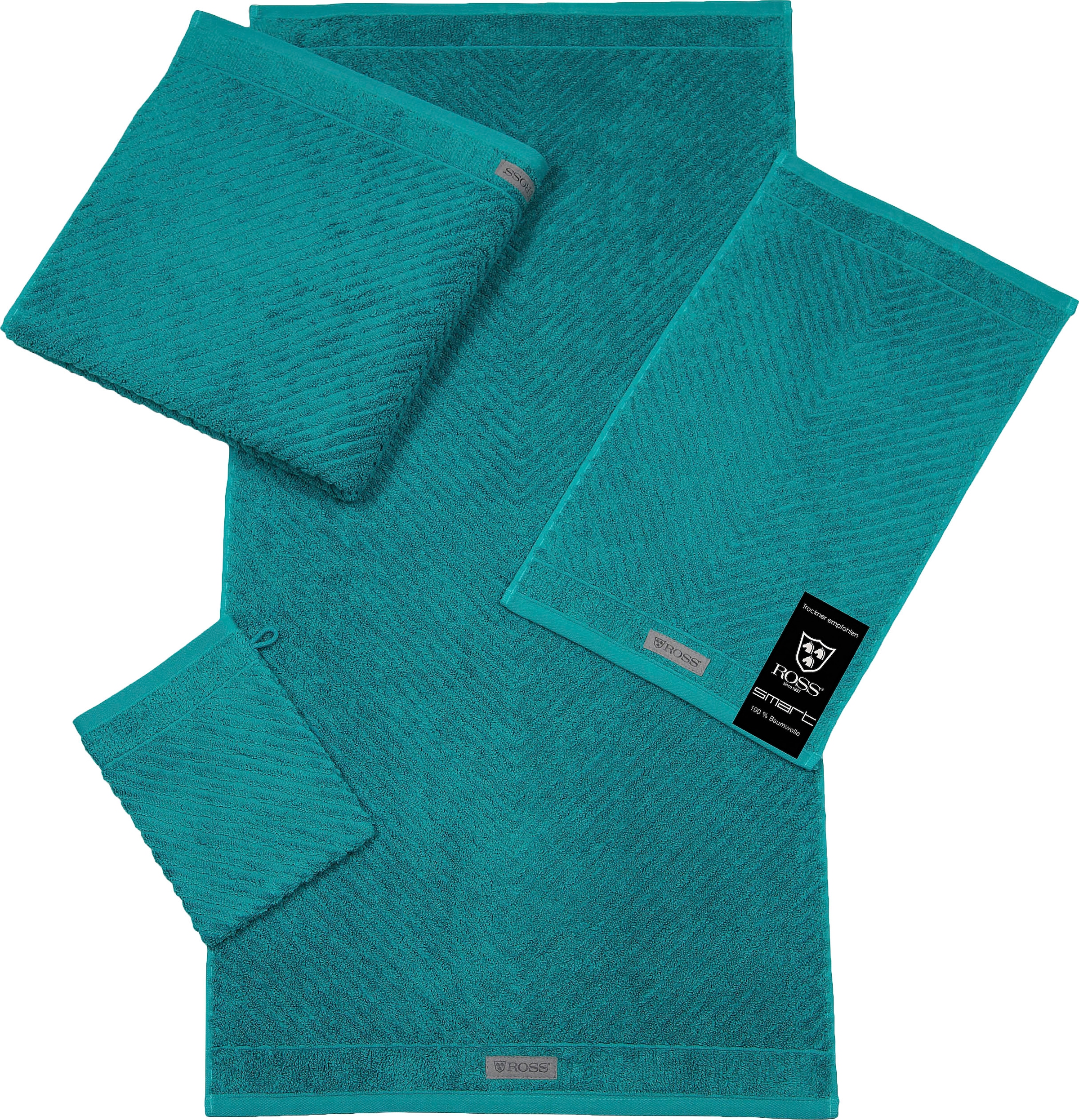 Uni-Rippe Handtuch und (2 bequem bestellen schnell mit St.), ROSS Velourslabel »Smart«,