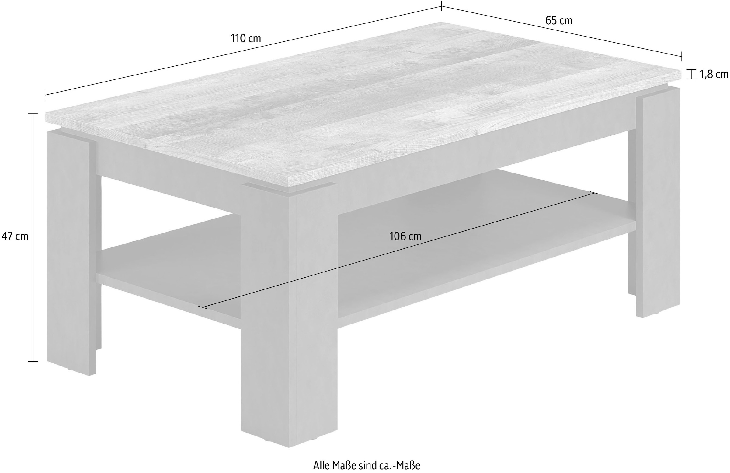 Home affaire Couchtisch »Granada« Couchtisch mit 1 offenem Fach - (B/T/H) 110/65/47 cm