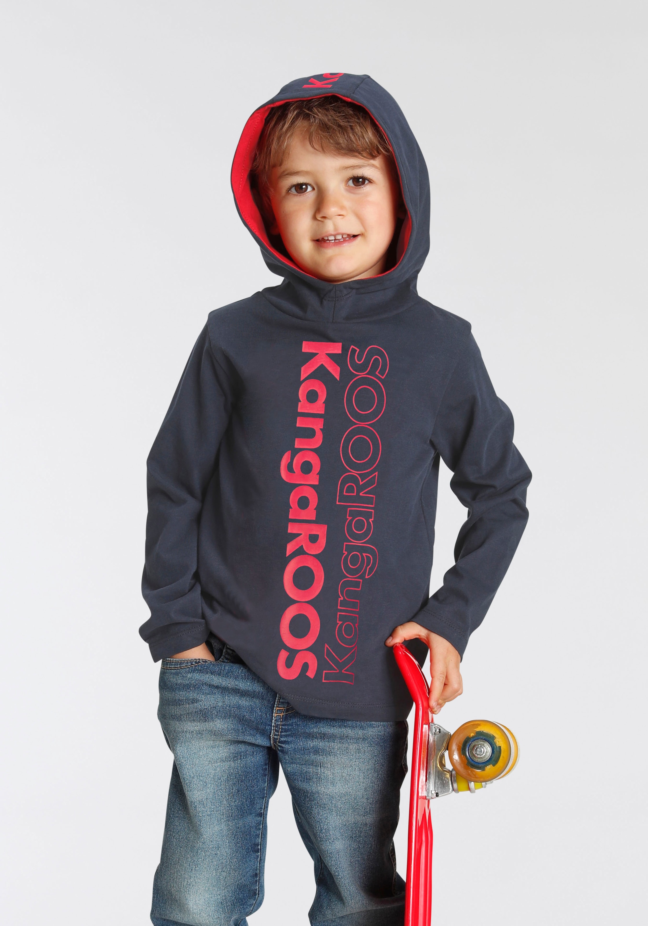 KangaROOS Kapuzenshirt »Kleine Jungen«, Langarm, Basic-Passform, bedruckt, aus 100% Baumwolle