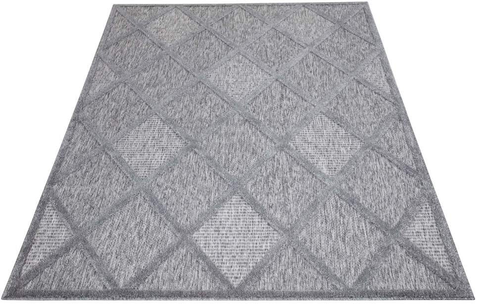 Carpet City Teppich »In-& Outdoorteppich Santorini 457, 3D-Effekt, Raute-Look«, rechteckig, 5 mm Höhe, Wetterfest & UV-beständig für Terrasse, Balkon, Küche, Flur