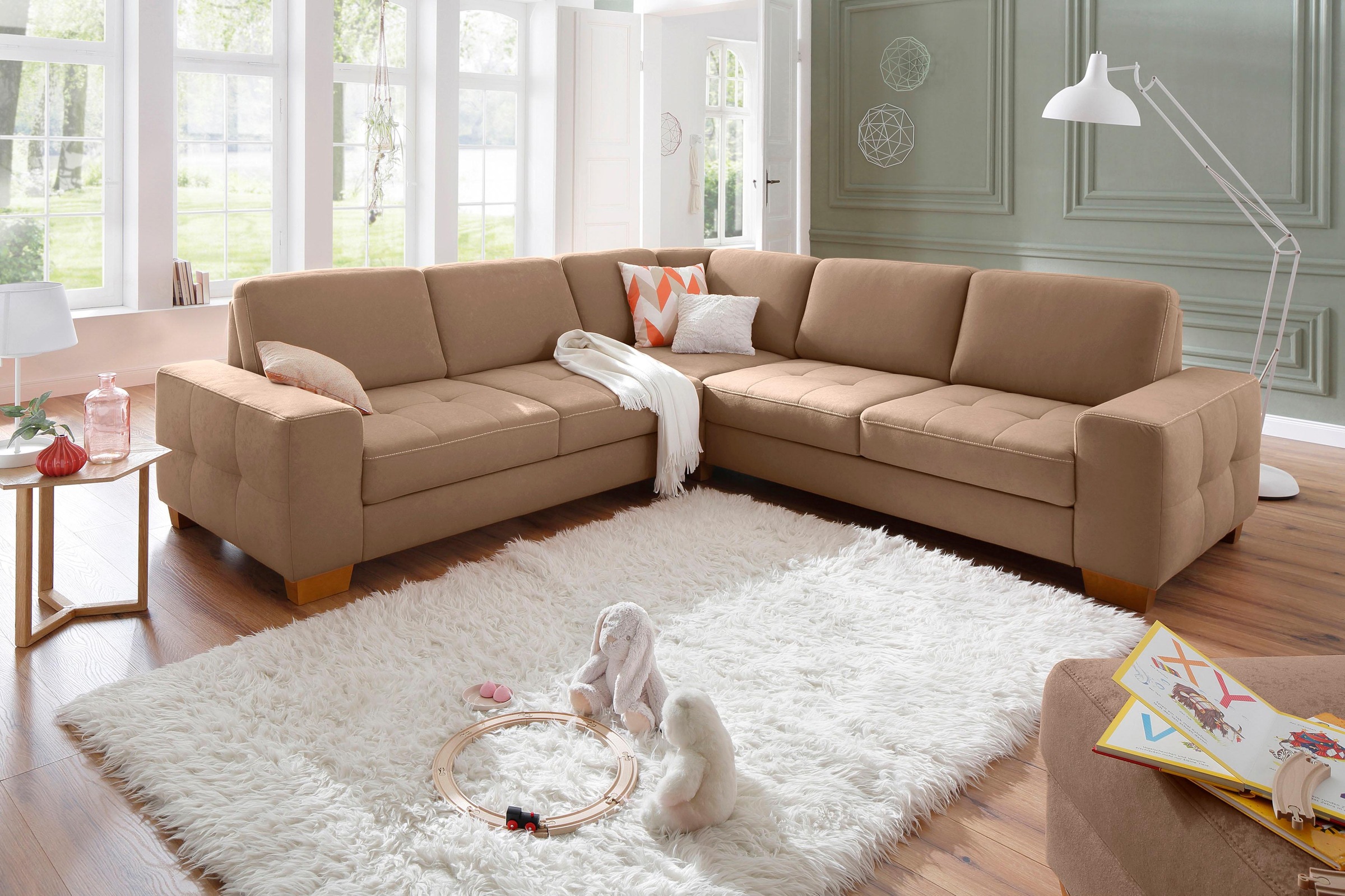 Home affaire Ecksofa »Puccini L-Form«, mit Federkern, Sitztiefenverstellung, Kontrastnaht