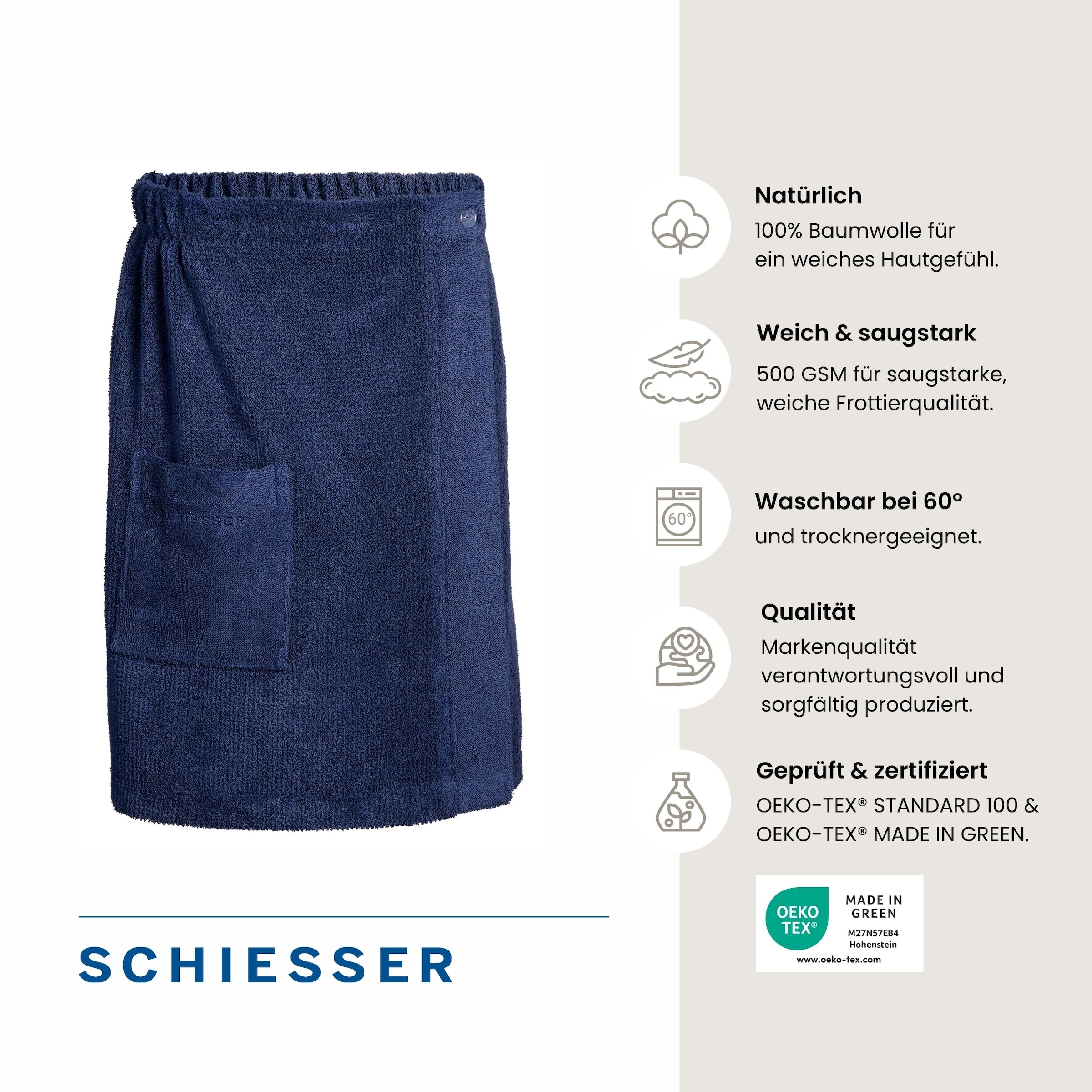 Schiesser Sarong »Saunakilt Turin für Herren in angesagter Reiskornoptik«