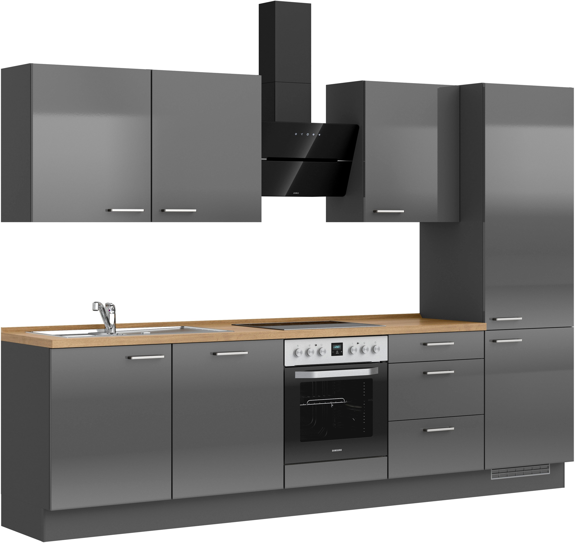 nobilia® Küchenzeile »"Flash II"«, vormontiert, Ausrichtung wählbar, Breite 300 cm, wahlw. mit E-Geräten