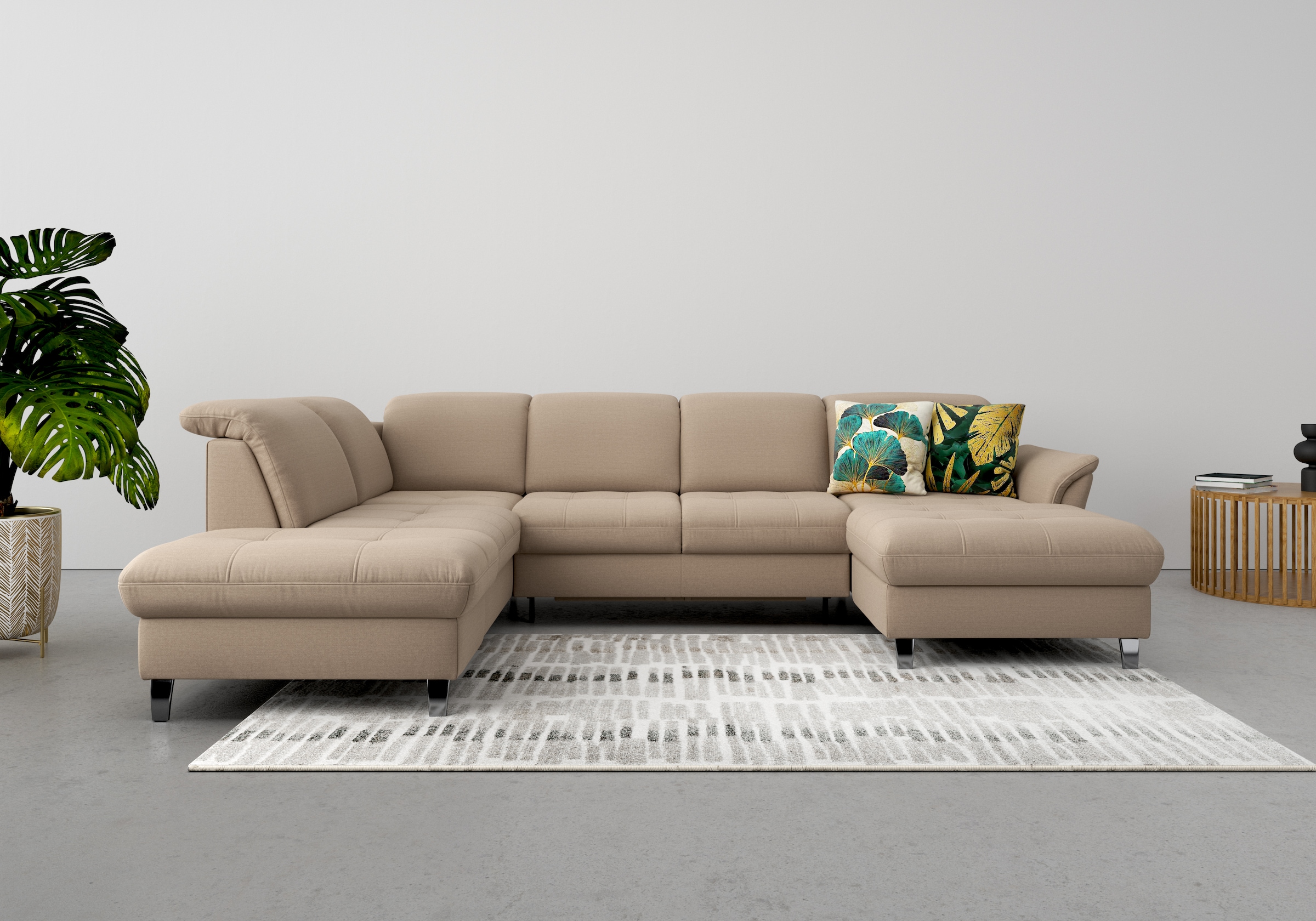 sit&more Wohnlandschaft »Maggiore U-Form«, wahlweise mit Kopfteilverstellung, Bettfunktion und Stauraum
