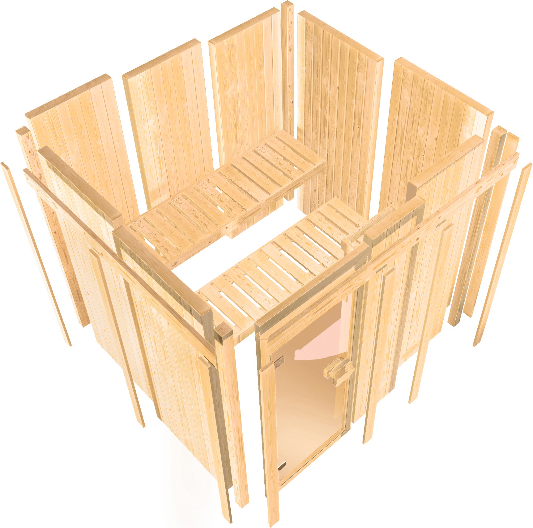 Karibu Sauna »Rodin« Set,  Ofen 9 kW integr. Strg