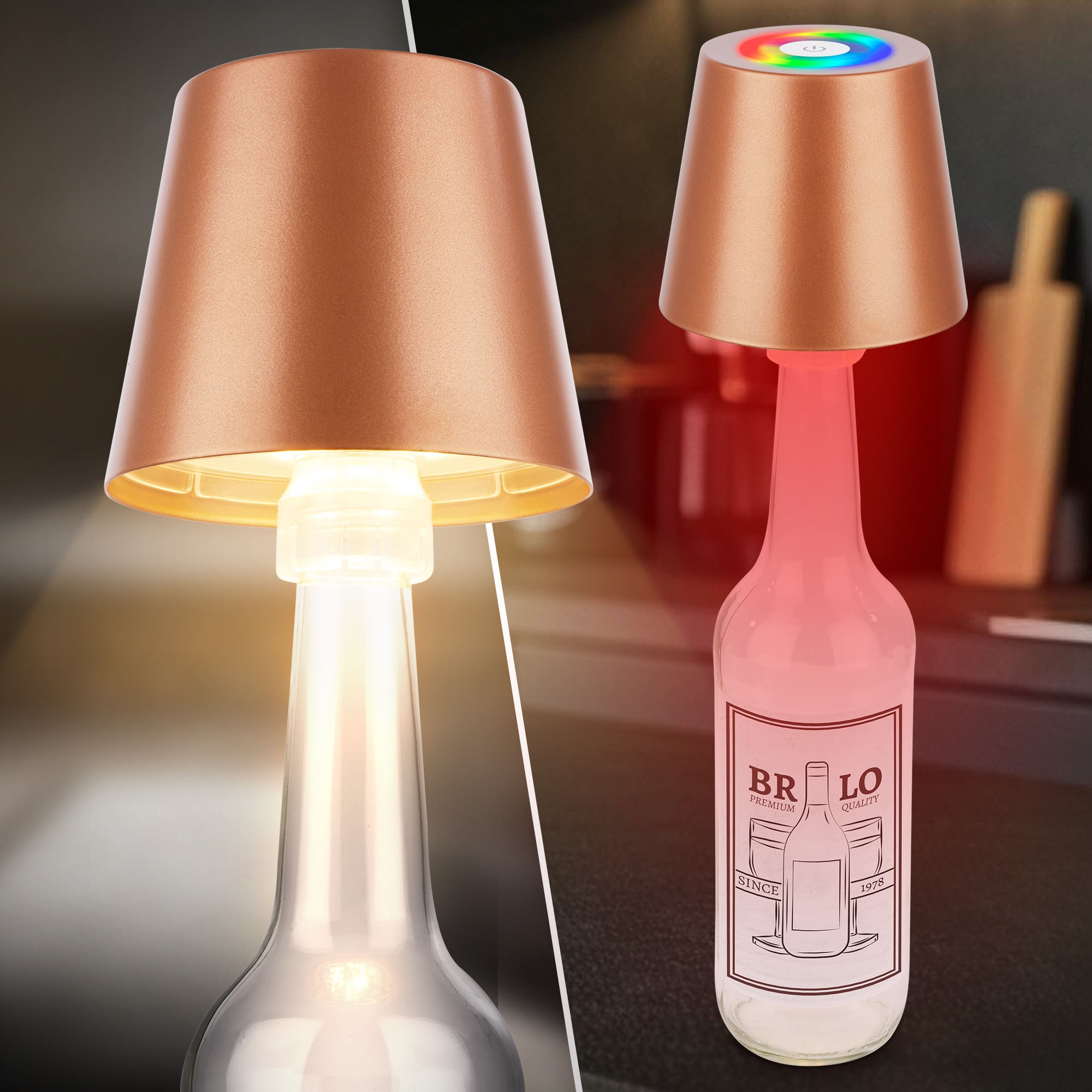 Briloner Leuchten LED Außen-Tischleuchte »RGB/W Akku Tischleuchte, IP44, 2,5W, inkl. Flaschenhalter«