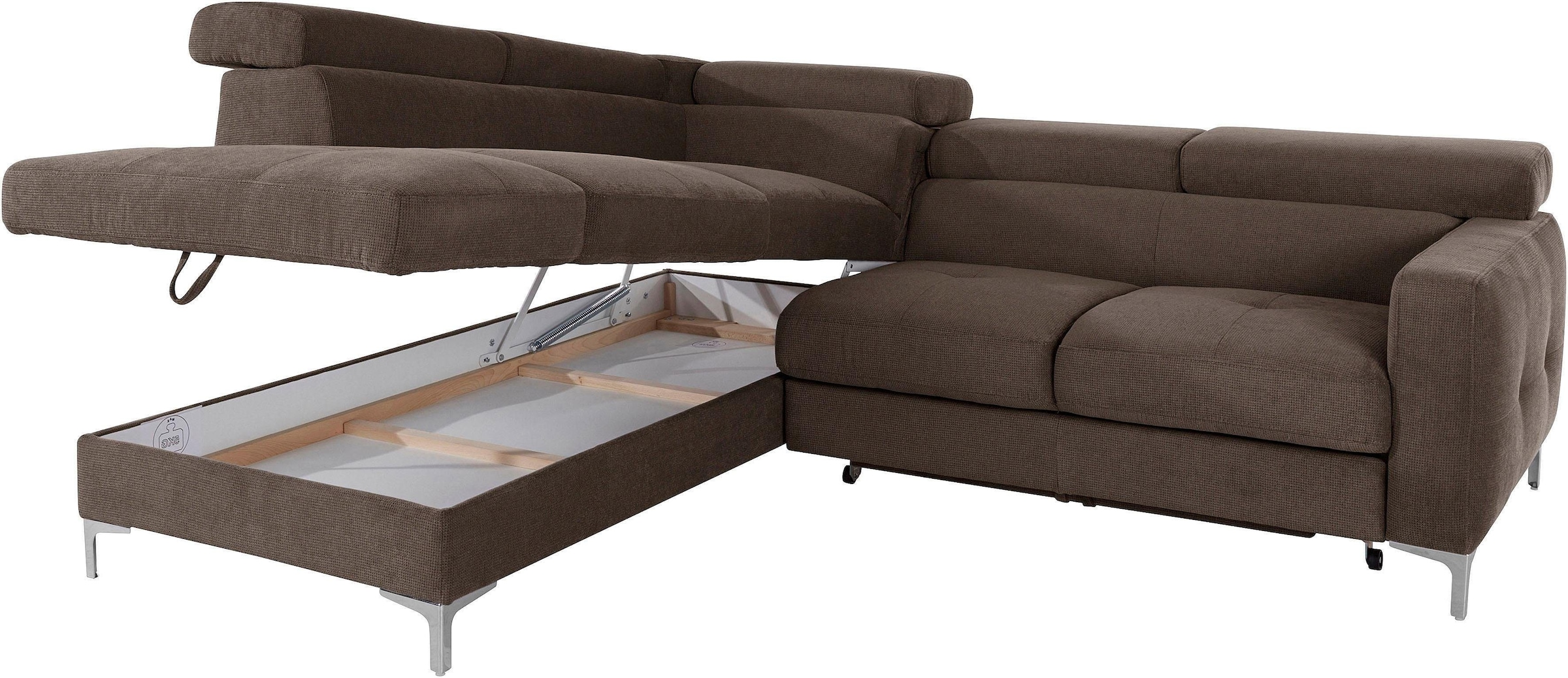 COTTA Polstergarnitur »Sammy L-Form«, (Set), Set bestehend aus: Ecksofa mit Kopfteilverstellung & Hocker
