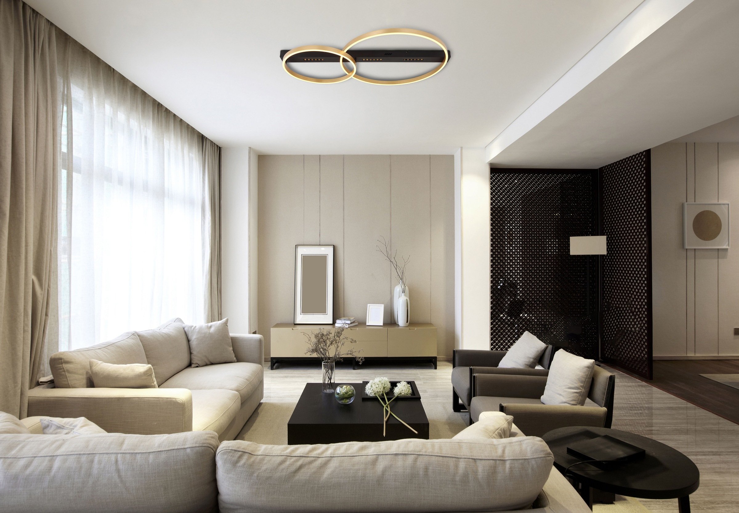 GLOBO LIGHTING LED Deckenleuchte »LUFFY« LED-Modul 1 Stk. Warmweiß Deckenlampe/LxBxH: 930x585x102mm/Wohnzimmer/Schlafzimmer/modern