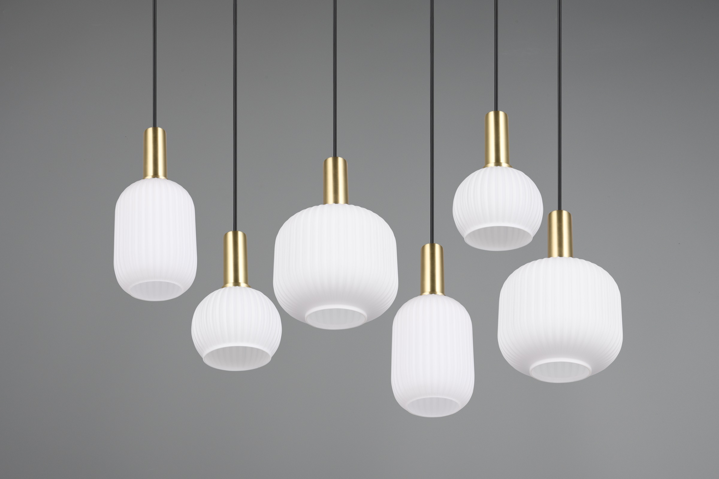 TRIO Leuchten Pendelleuchte »DIVA, E27 Hängelampe 6-flammig mit Glasschirm, exkl 6xE27 max 10W«, 6 flammig, Leuchtmittel E27 | Leuchtmittel wechselbar, höhenverstellbar bis max 150cm Hängeleuchte 92x 35 cm Wohnzimmer Küche