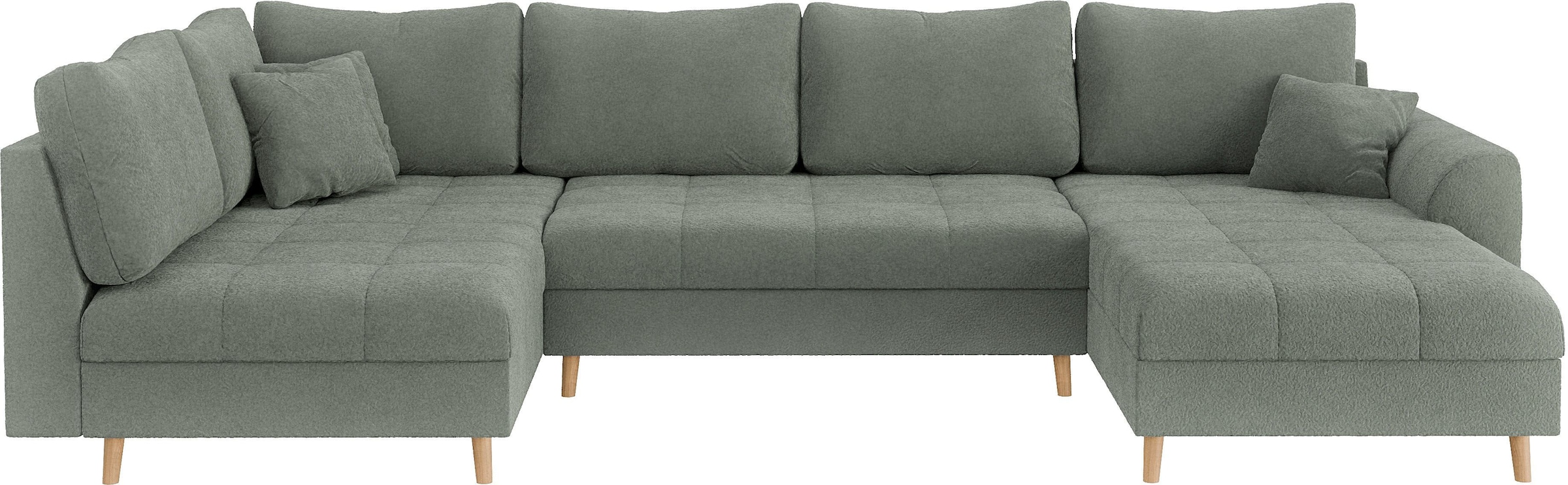 Home affaire Wohnlandschaft »CHARRE U-Form mit Ottomane, Maße B/T/H: 310/161/81 cm«, feine Steppung, lose Rücken- und Zierkissen, auch in Cord und Bouclé
