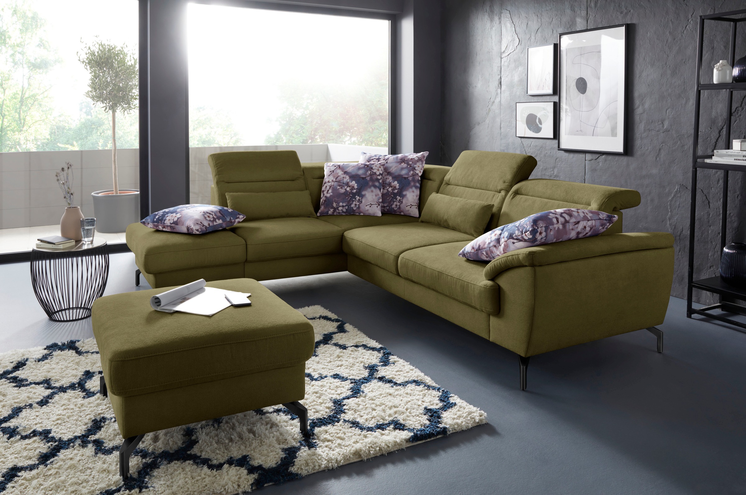 sit&more Ecksofa »Percy L-Form« 15 cm Fußhöhe, Sitztiefenverstellung, wahlw günstig online kaufen