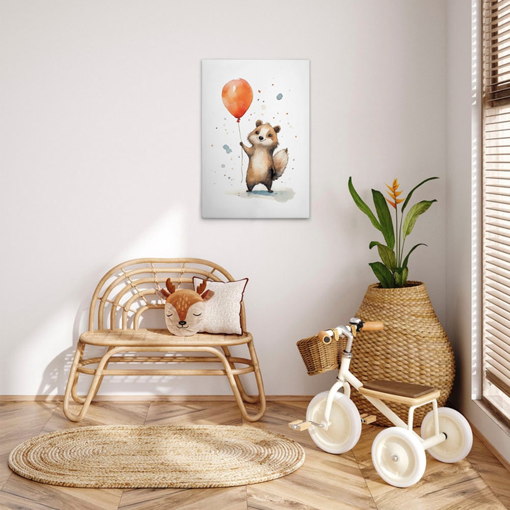 A.S. Création Leinwandbild "Cute Raccoon Orange - Wandbild Weiß Braun Keilr günstig online kaufen