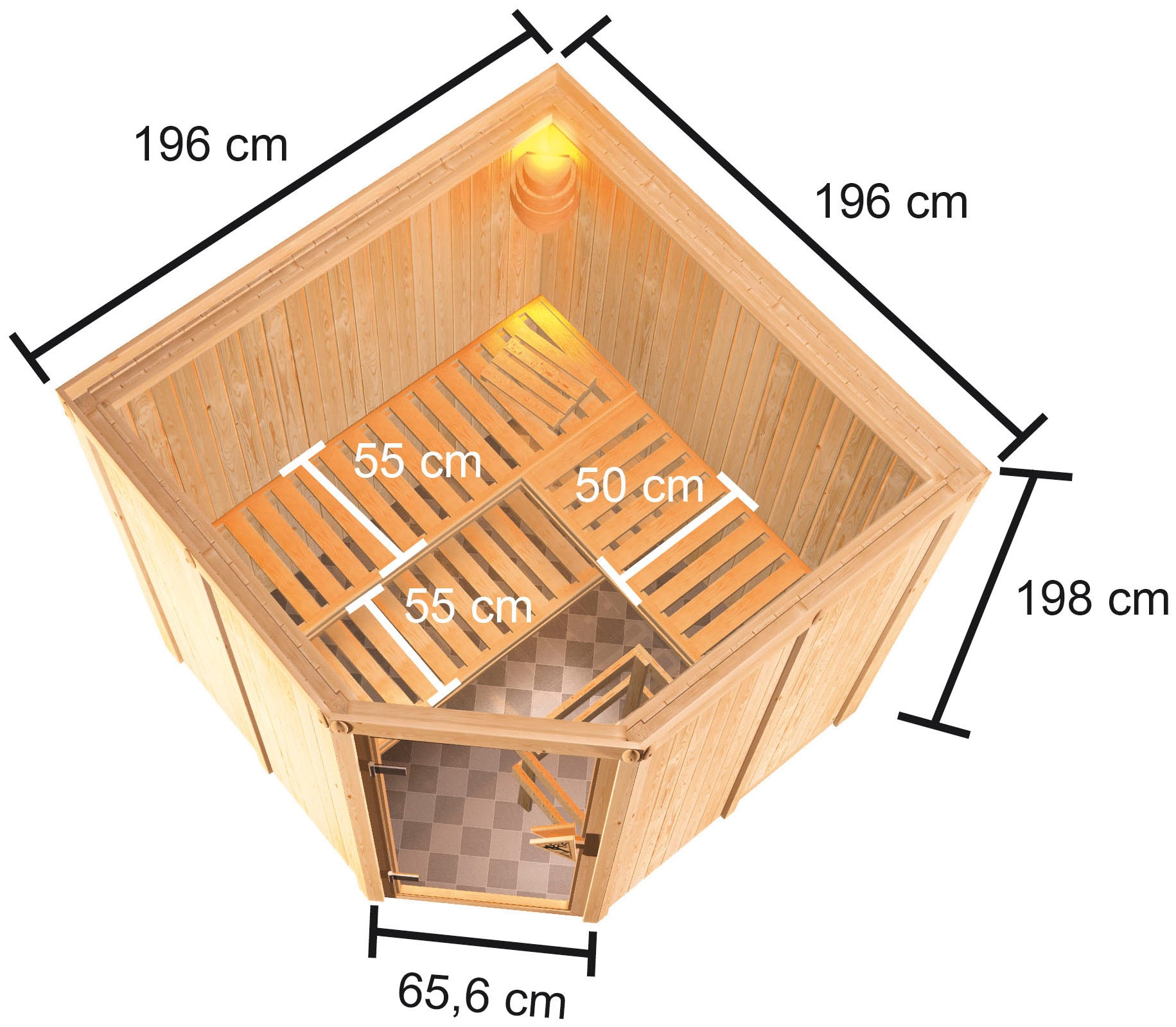 welltime Sauna »Merkur«, (Set), 9 kW-Ofen mit int. Steuerung