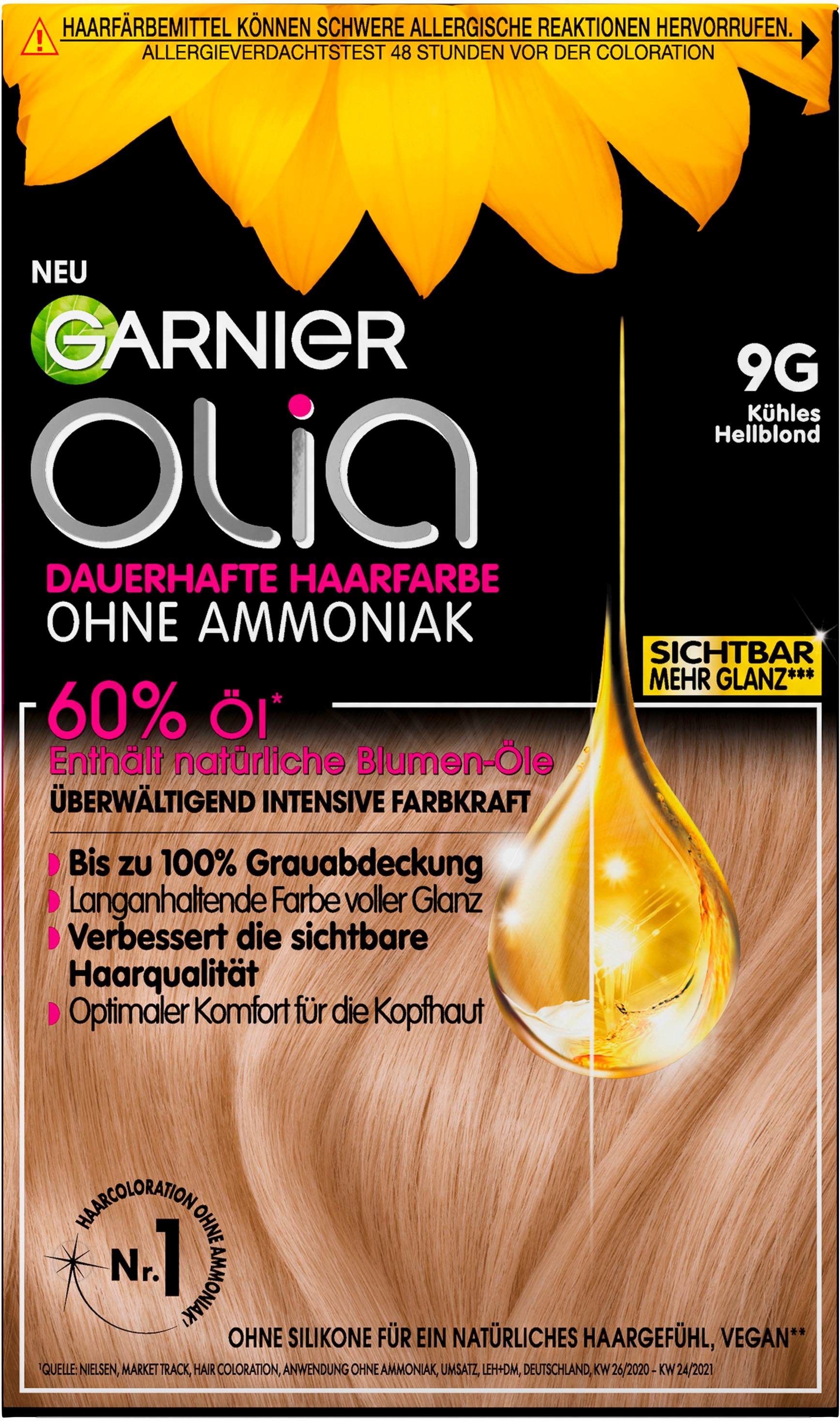 GARNIER Coloration »OLIA DE 9G LIGHT GREIGE«, (Set, 3 tlg.), mit pflegender Formel