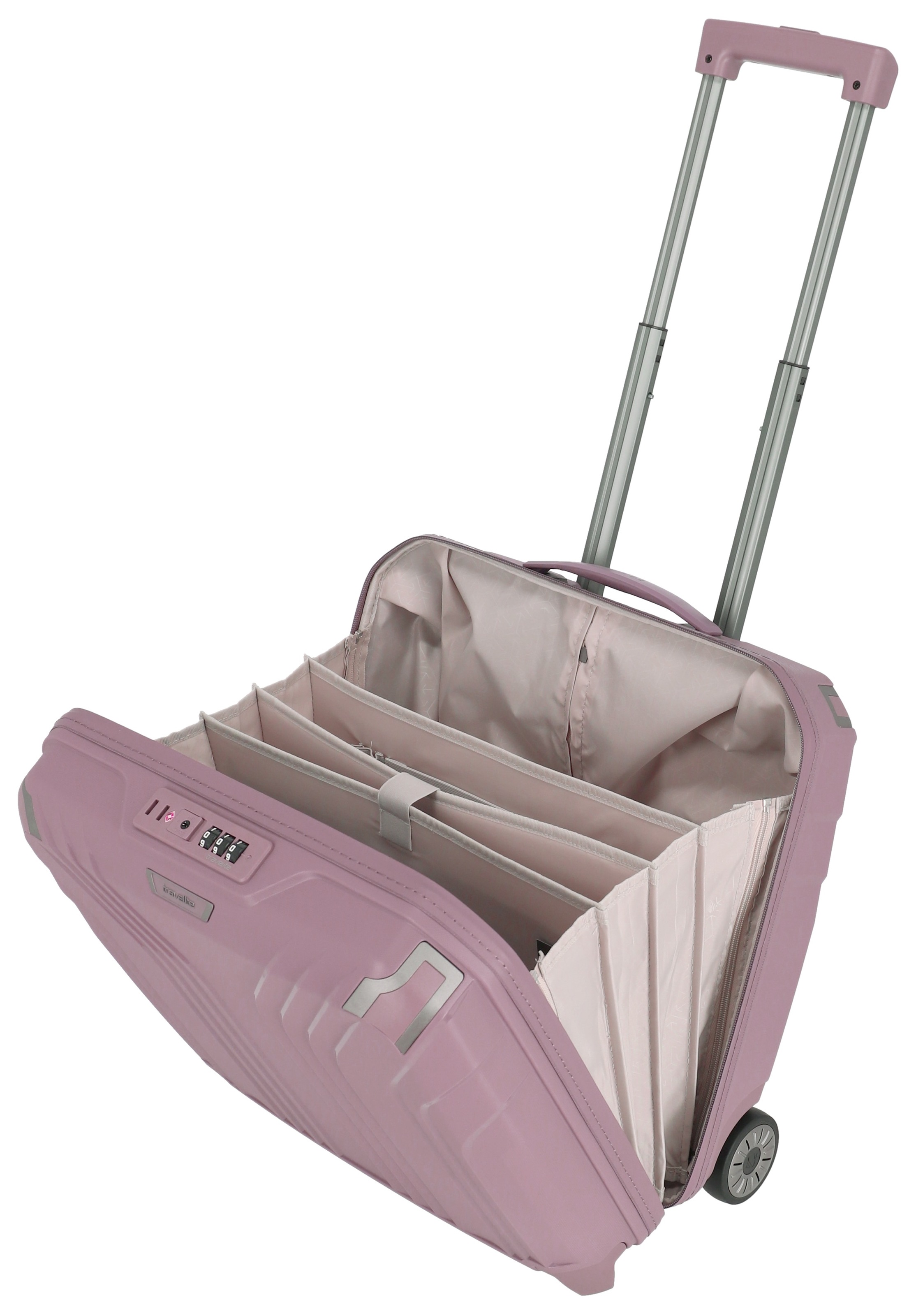 travelite Hartschalen-Trolley »ELVAA Business-Trolley«, 4 Rollen, Reisegepäck Handgepäck-Koffer Trolley-Aufsteck-System TSA Schloss