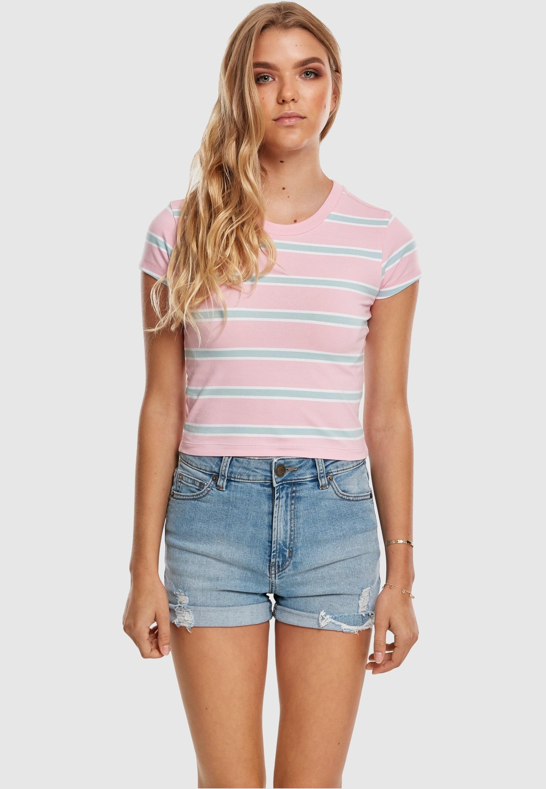 URBAN CLASSICS T-Shirt »Urban Classics Damen Ladies Stripe Cropped Tee« 1 Stk.