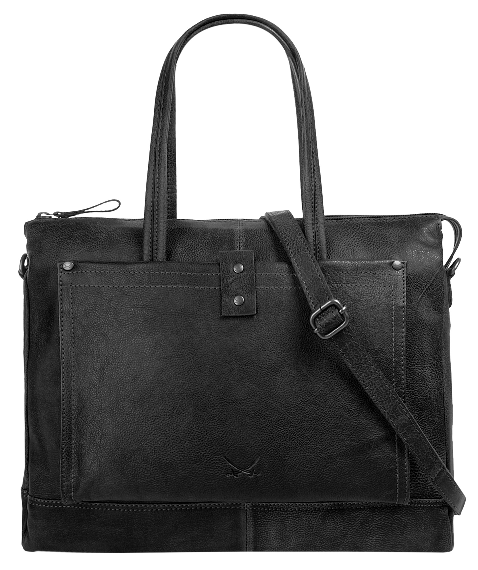 Shopper, echt Leder, Gr. B/H/T: 40 cm x 31 cm x 13 cm onesize, schwarz