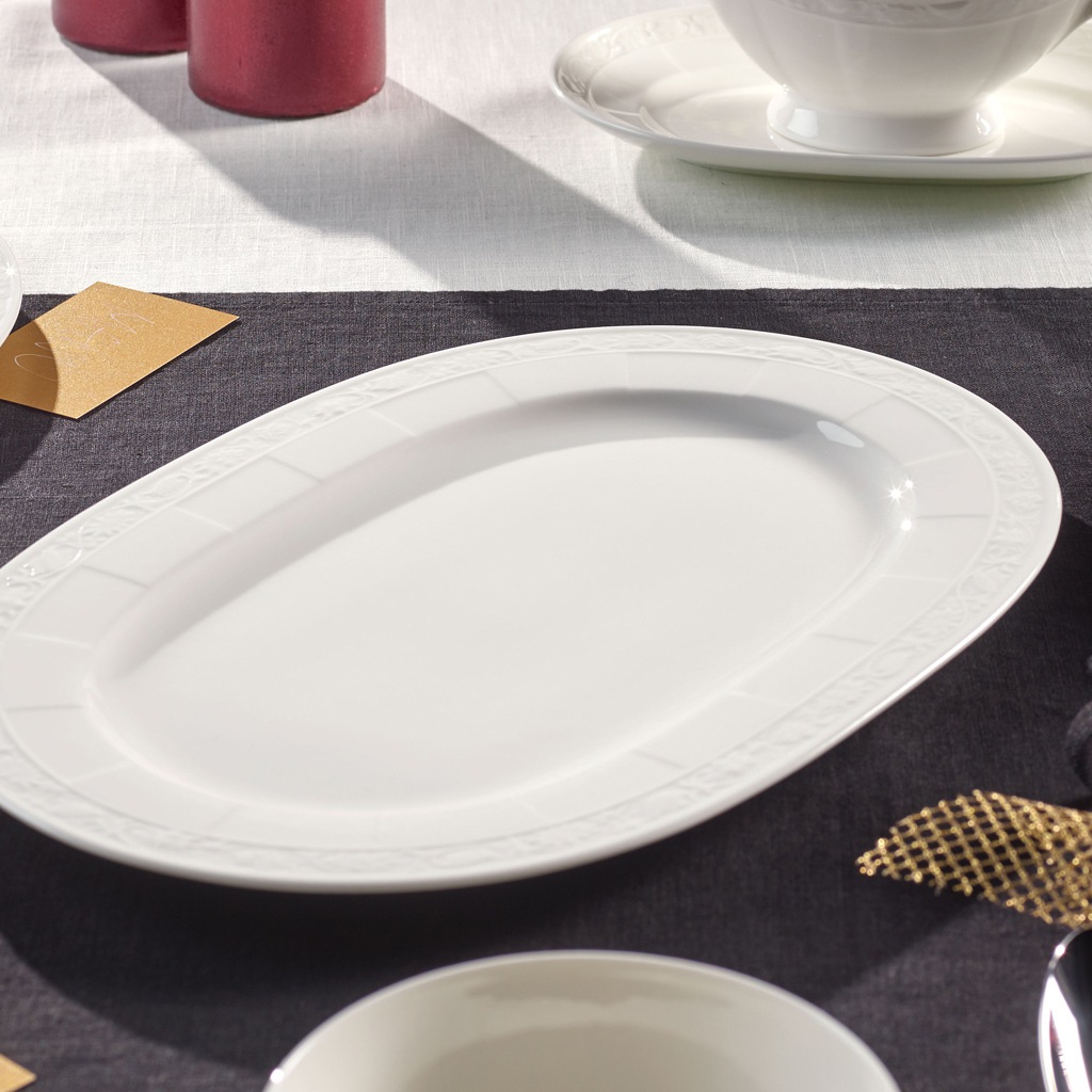 Villeroy & Boch Servierplatte »Servierplatte White Pearl 35 x 24 cm weiß« günstig online kaufen
