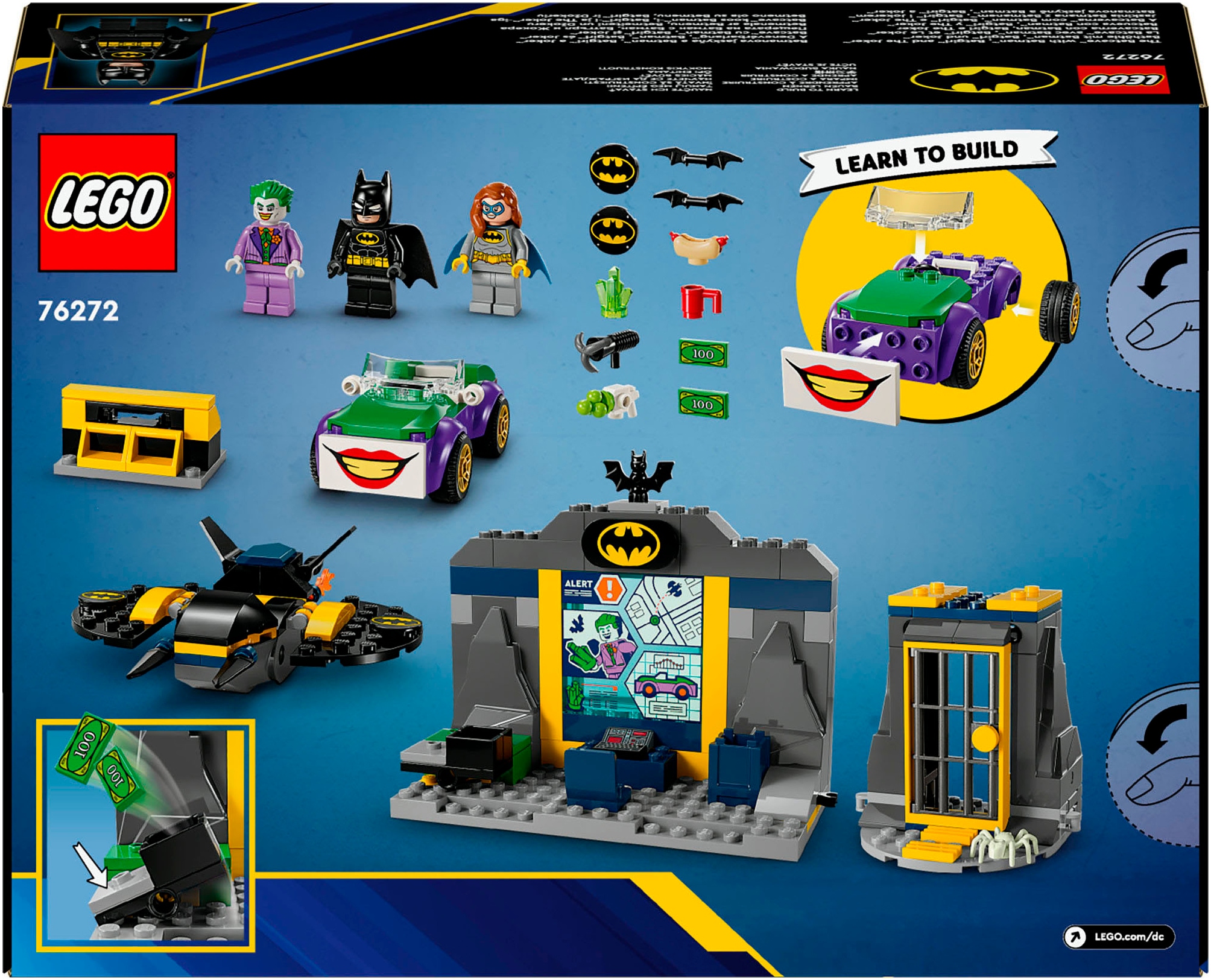 LEGO® Konstruktionsspielsteine »Bathöhle mit Batman™, Batgirl™ und Joker™ (76272), LEGO Super Heroes«, (184 St.), Made in Europe