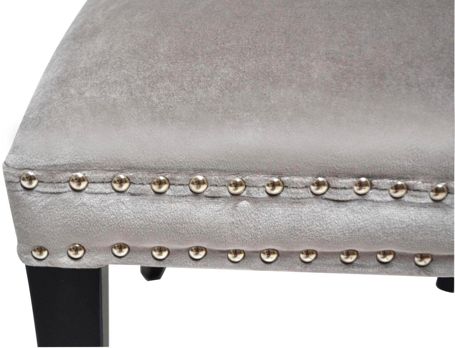Leonique Stuhl »Cassy«, (Set), 2 St., Samtvelours, Polsterstuhl, silbergrauer Velour, Ziernägel, 50x62x101