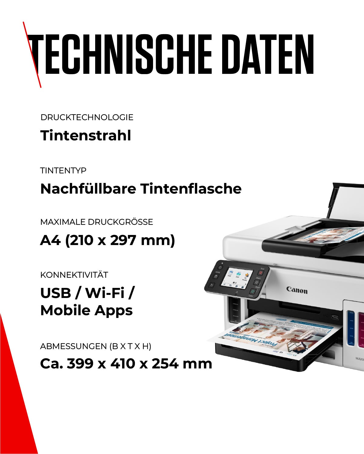 Canon Tintenstrahldrucker »MAXIFY GX6050«, MegaTank Drucker mit nachfüllbaren Tintentanks