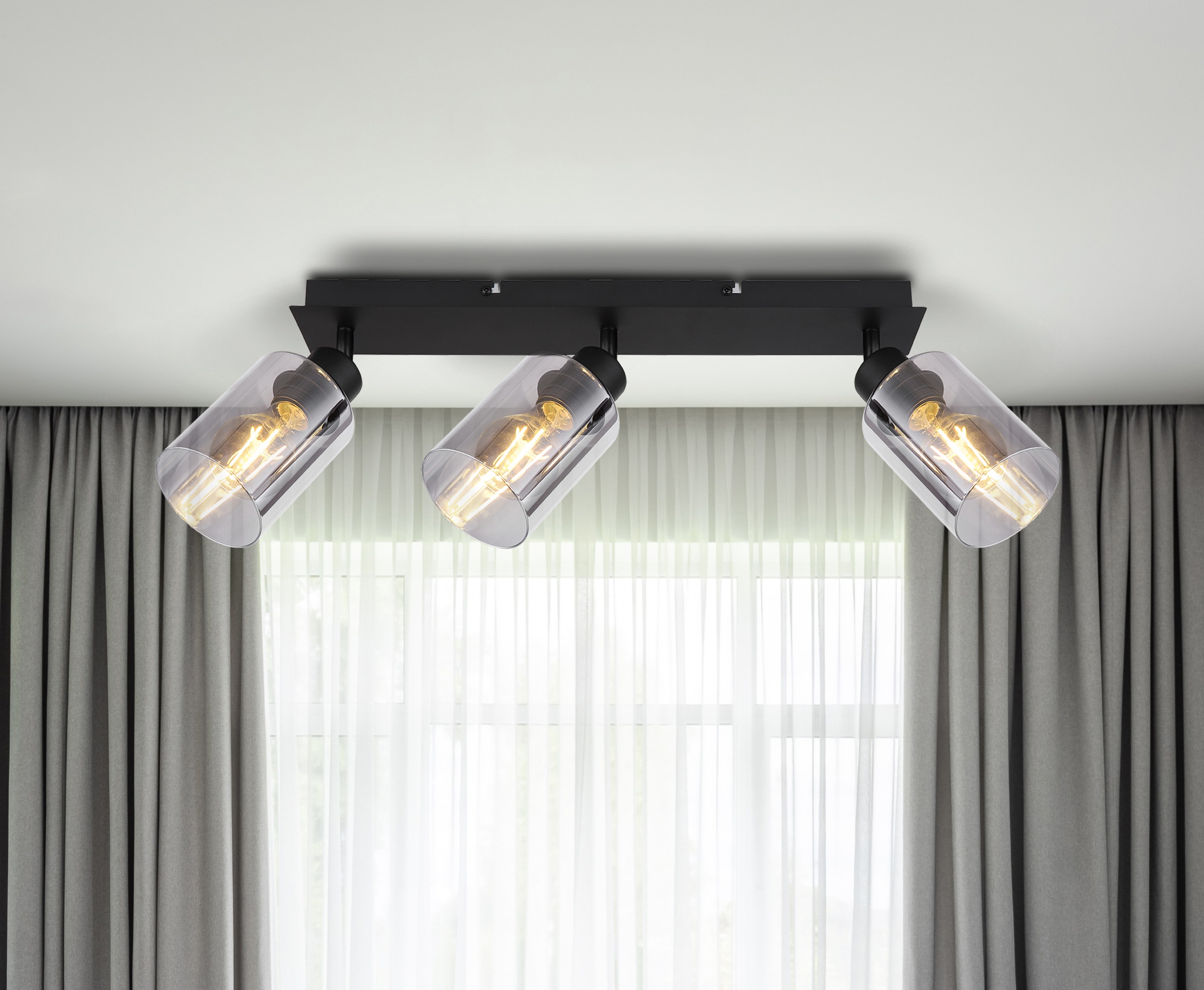 GLOBO LIGHTING Deckenspot »HADERA« E27 1 Stk. Deckenstrahler schwarz matt, Rauchglas, E27