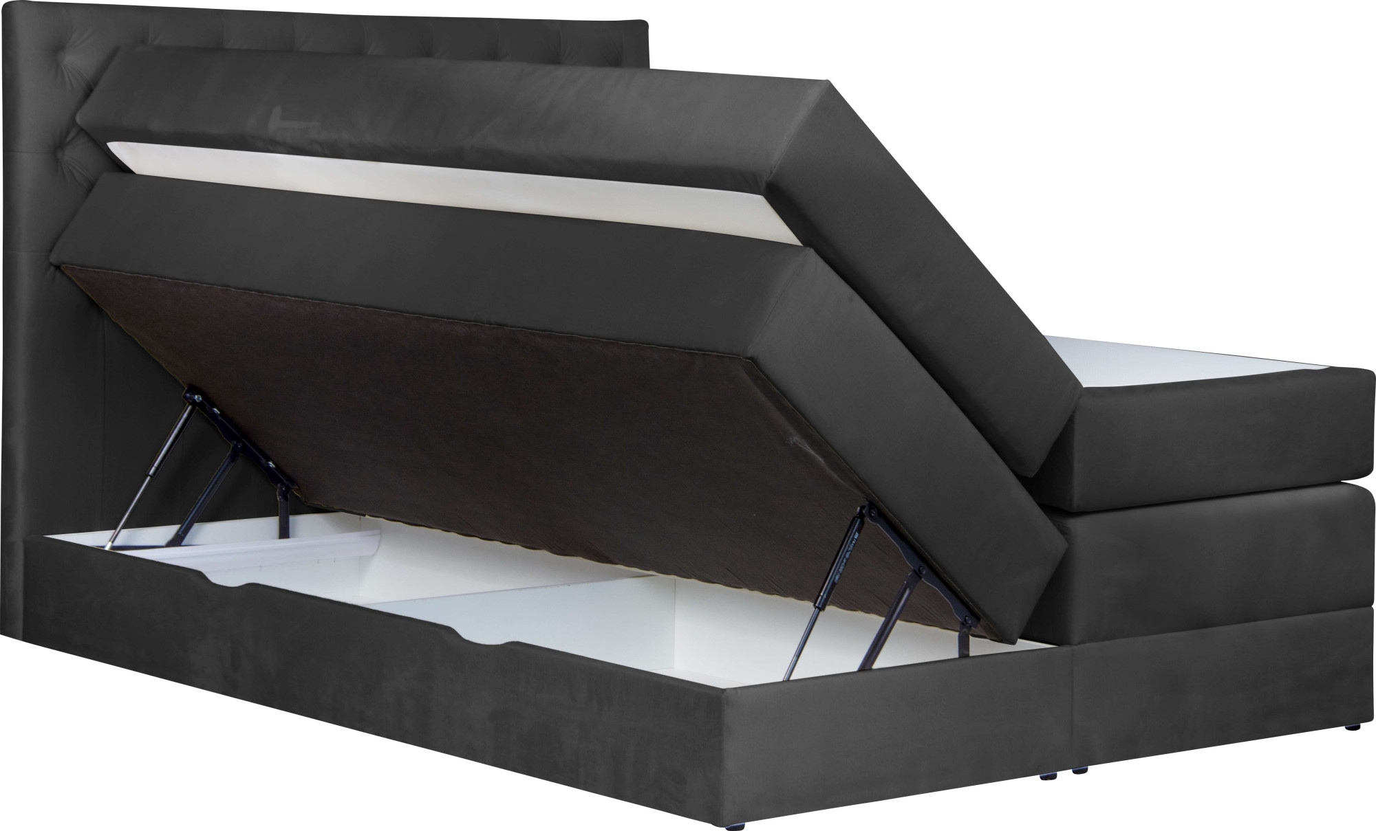 Home affaire Boxspringbett »SELJORD mit Bettkasten, Matratze und Topper, Breite 160 oder 180 cm« Bonnell- oder Taschenfederkernmatratze (H2, H3, H4), mit Knopfheftung